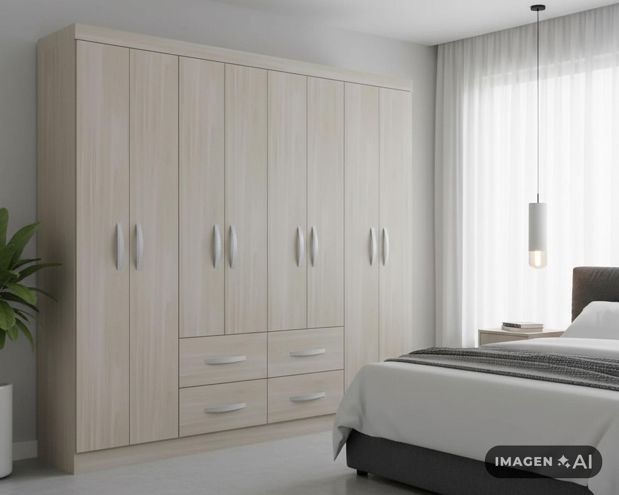 Clóset 8 puertas 4 cajones crema 183x40x177 cm-6