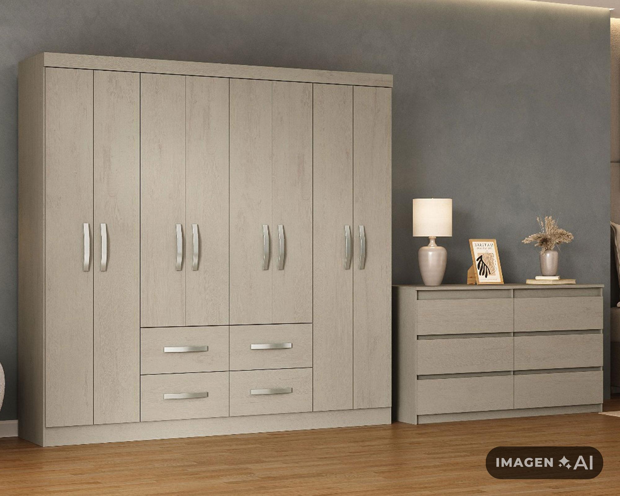 Clóset 8 puertas 4 cajones crema 183x40x177 cm-4