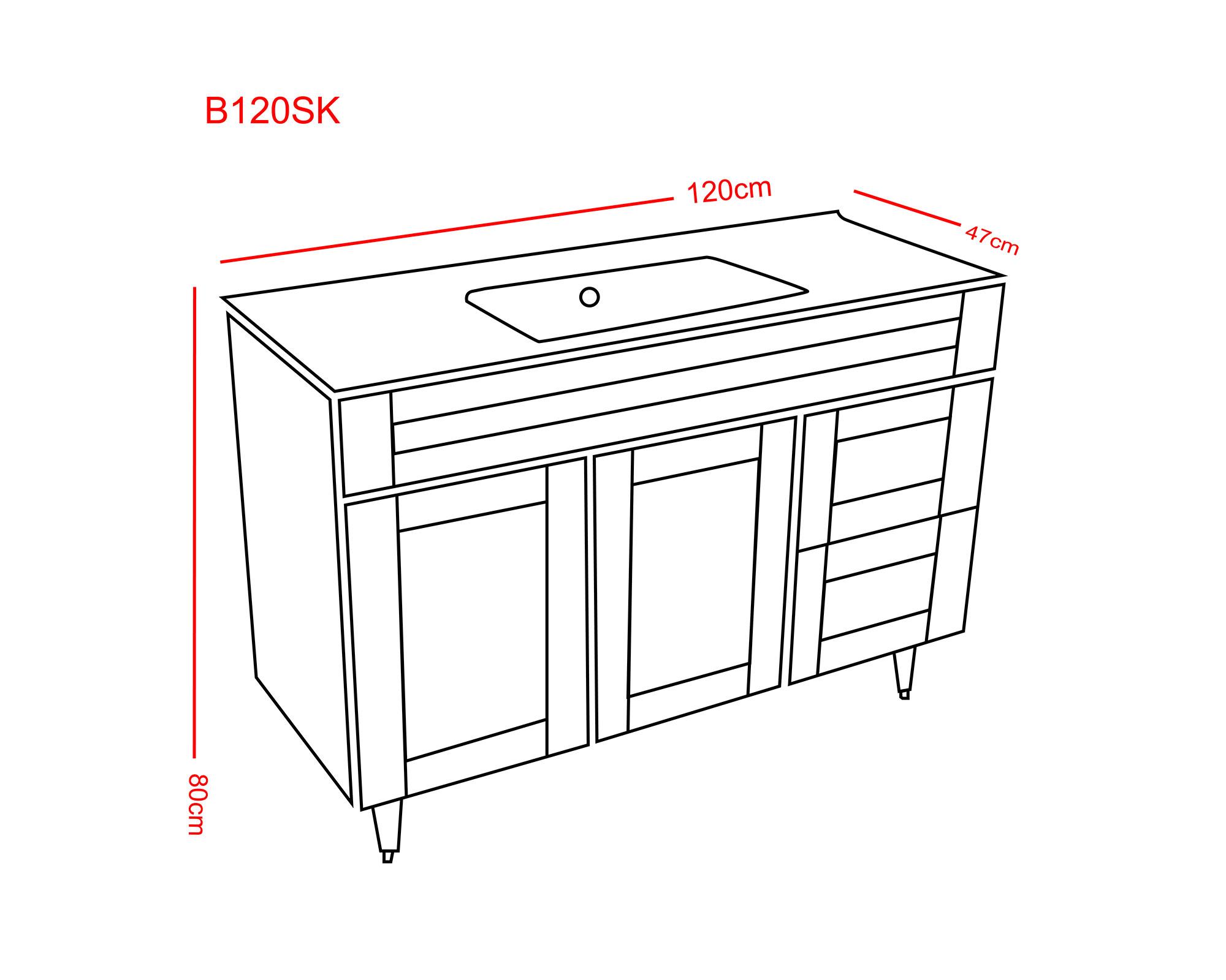 Mueble vanitorio 120 cm BM-DELUXE-120SKG+P-1 gris-4