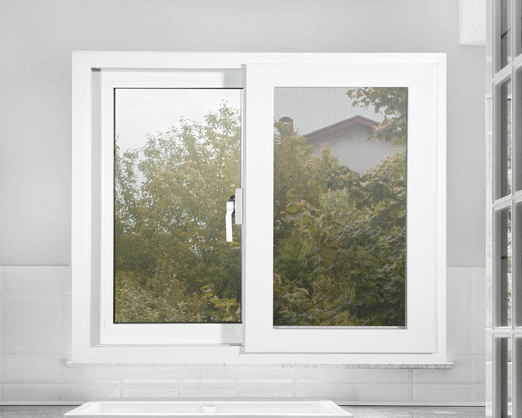 Ventana PVC 100x100 cm Monolítica 2 hojas correderas Blanco-3