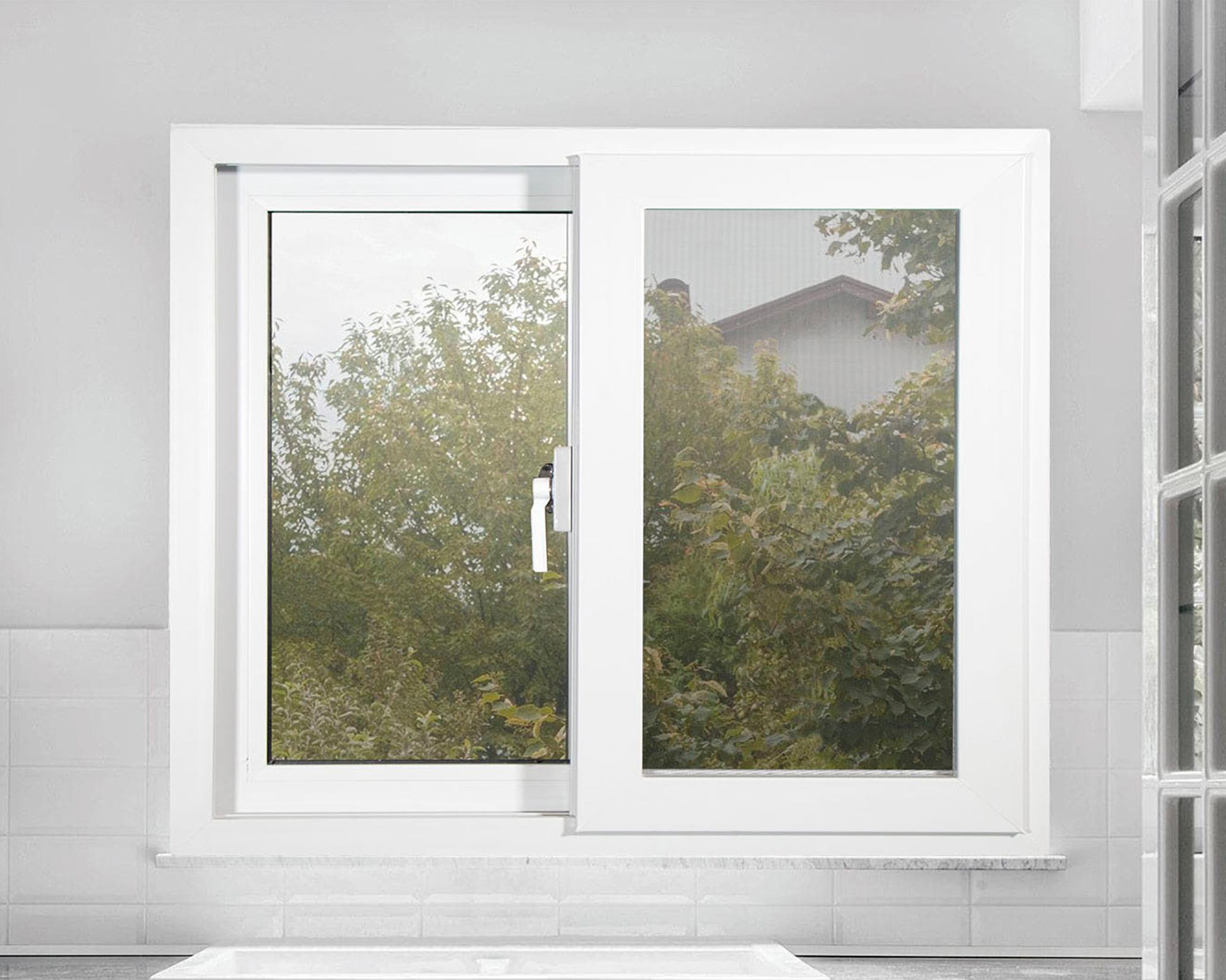 Ventana PVC 120x120 cm Monolítica 2 hojas correderas Blanco-3