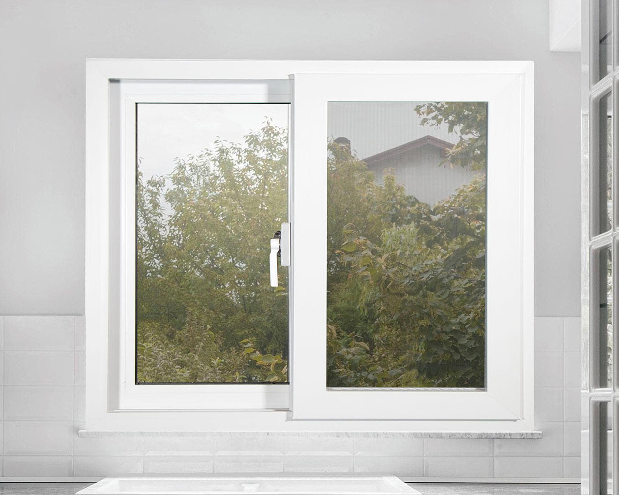Ventana Pvc 100x100 cm Termopanel con gas Argón 2 hojas correderas blanco-3