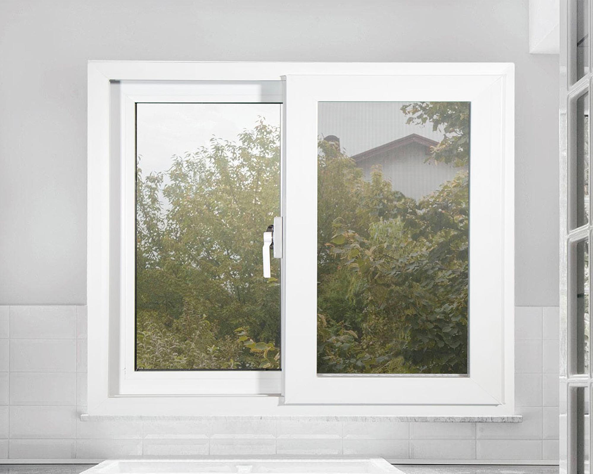 Ventana Pvc 120x120 cm Termopanel con gas Argón 2 hojas correderas blanco-2