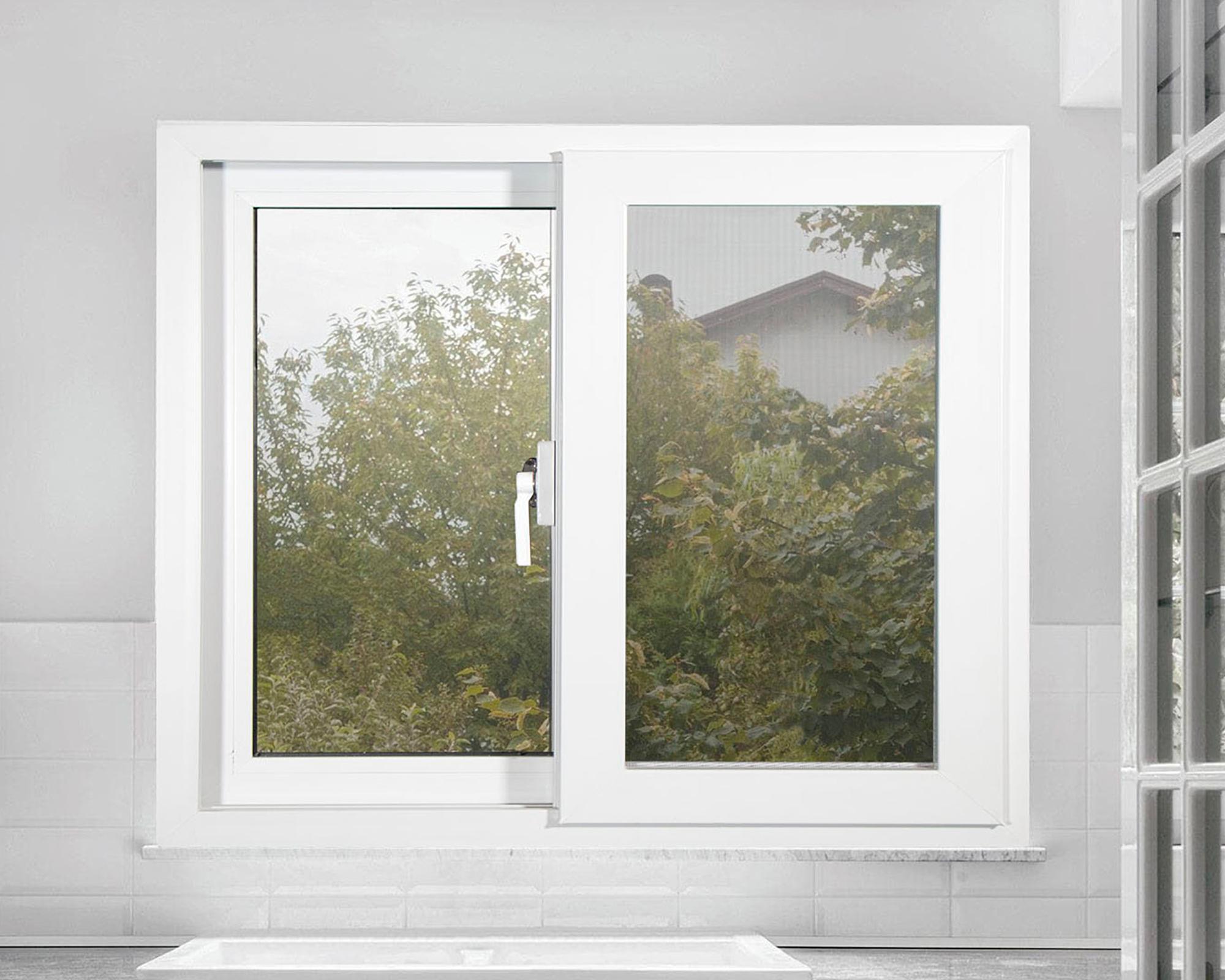 Ventana Pvc 140x120 cm Termopanel con gas Argón 2 hojas correderas blanco-3