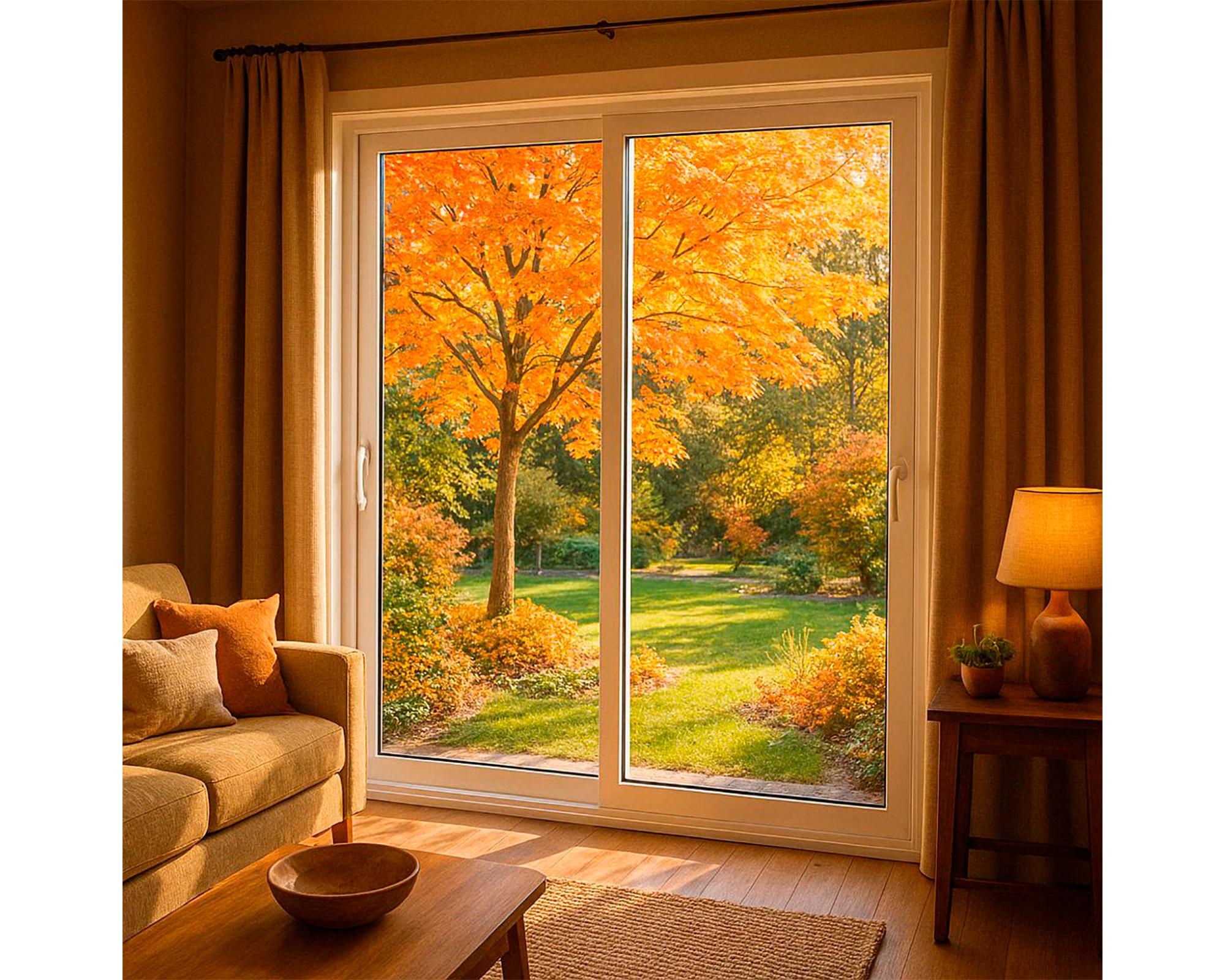 Ventana Pvc 150x205 cm Termopanel con gas Argón 2 hojas correderas blanco-2