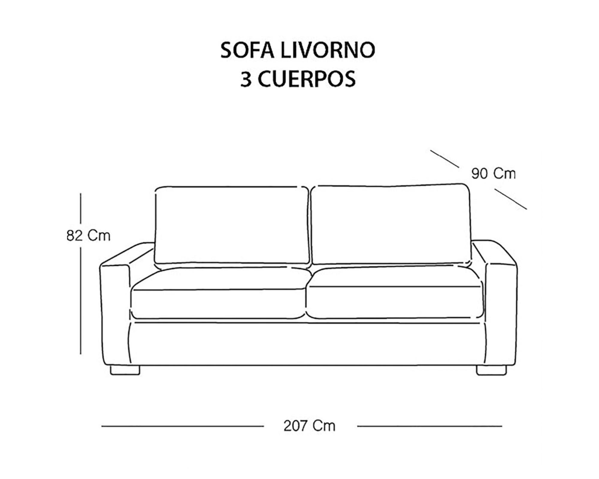 Sofá lino 3 cuerpos Livorno gris oscuro-4