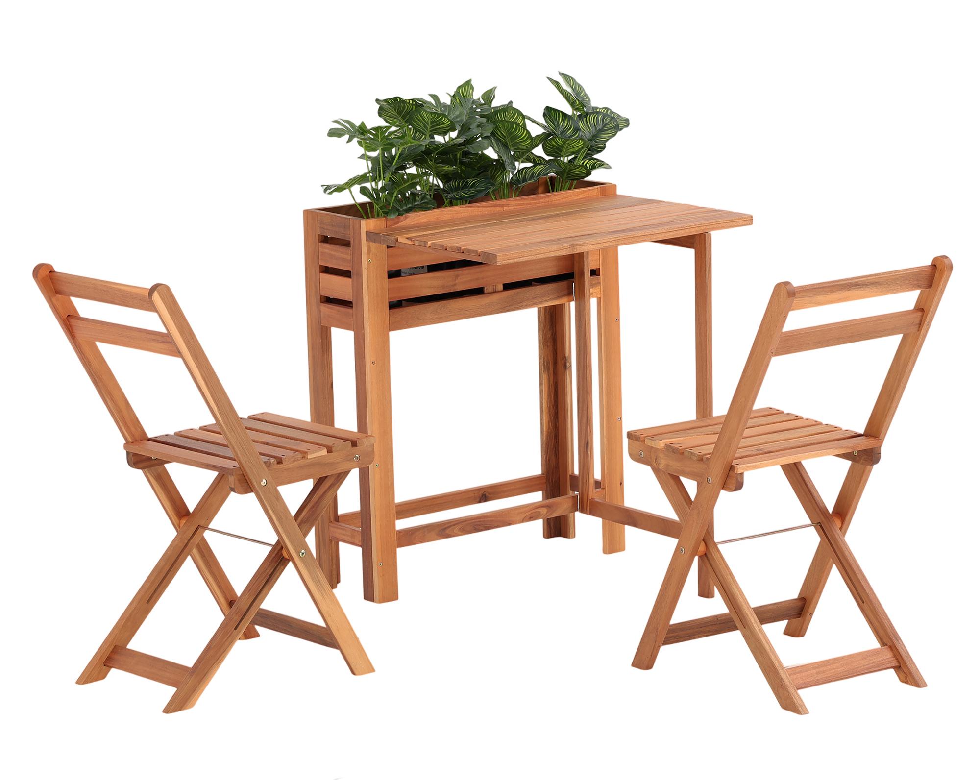 Set bistro madera 2 sillas + mesa cuadrada-0