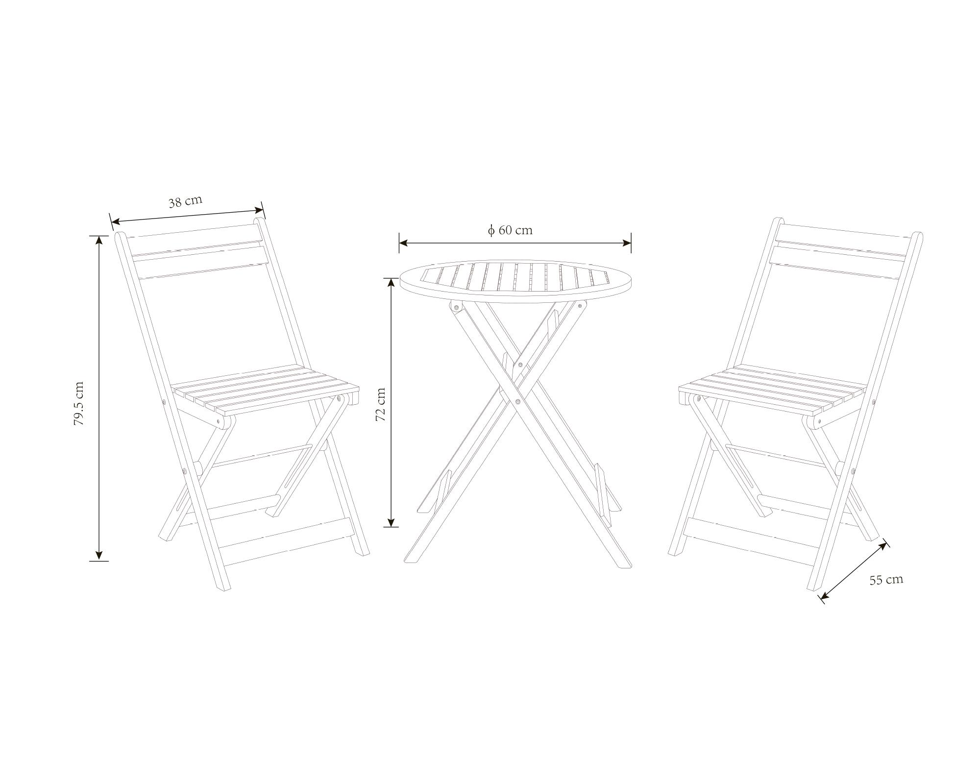 Set bistro madera 2 sillas + mesa redonda-4
