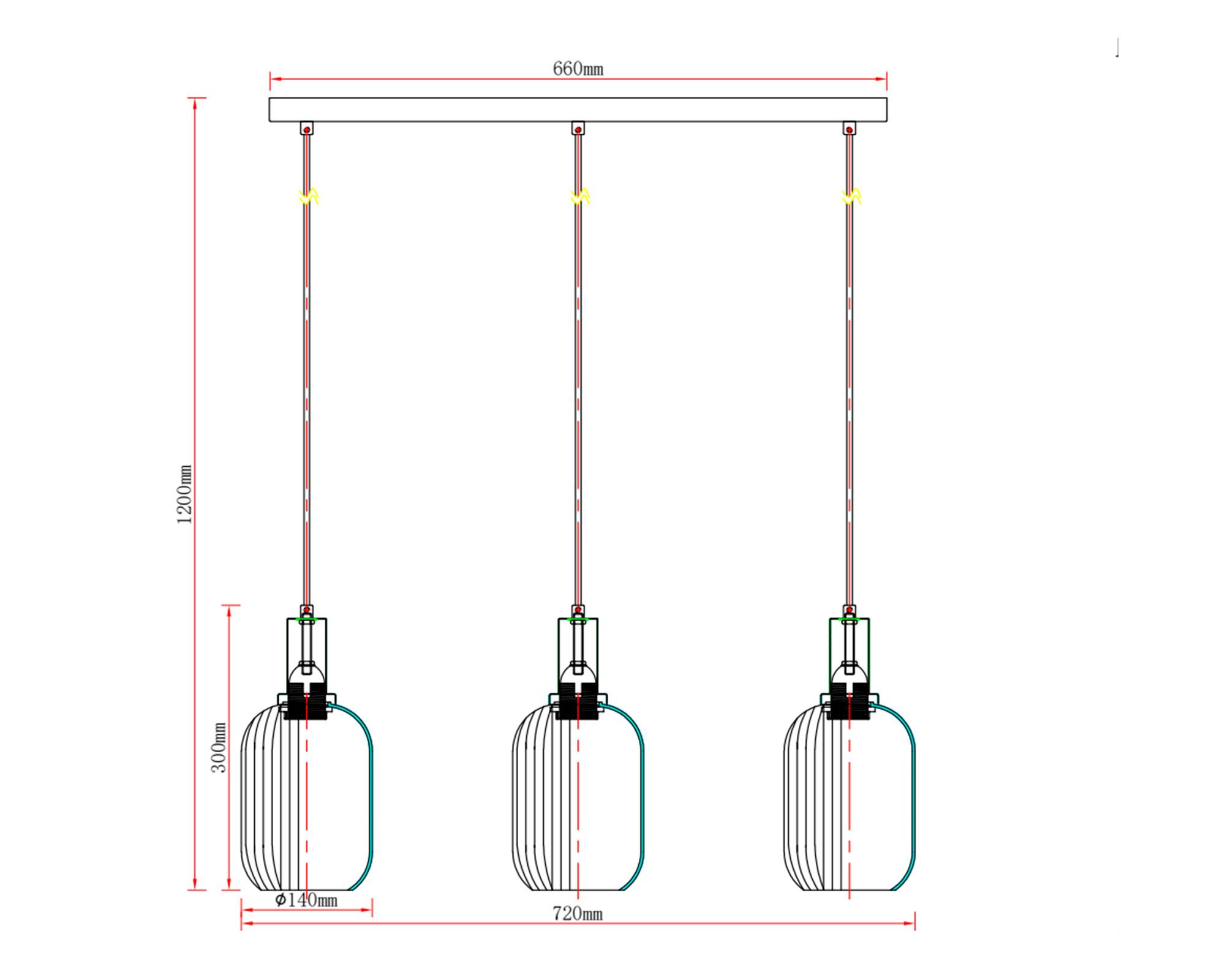 Lámpara colgar 3L E27 acero/vidrio-3