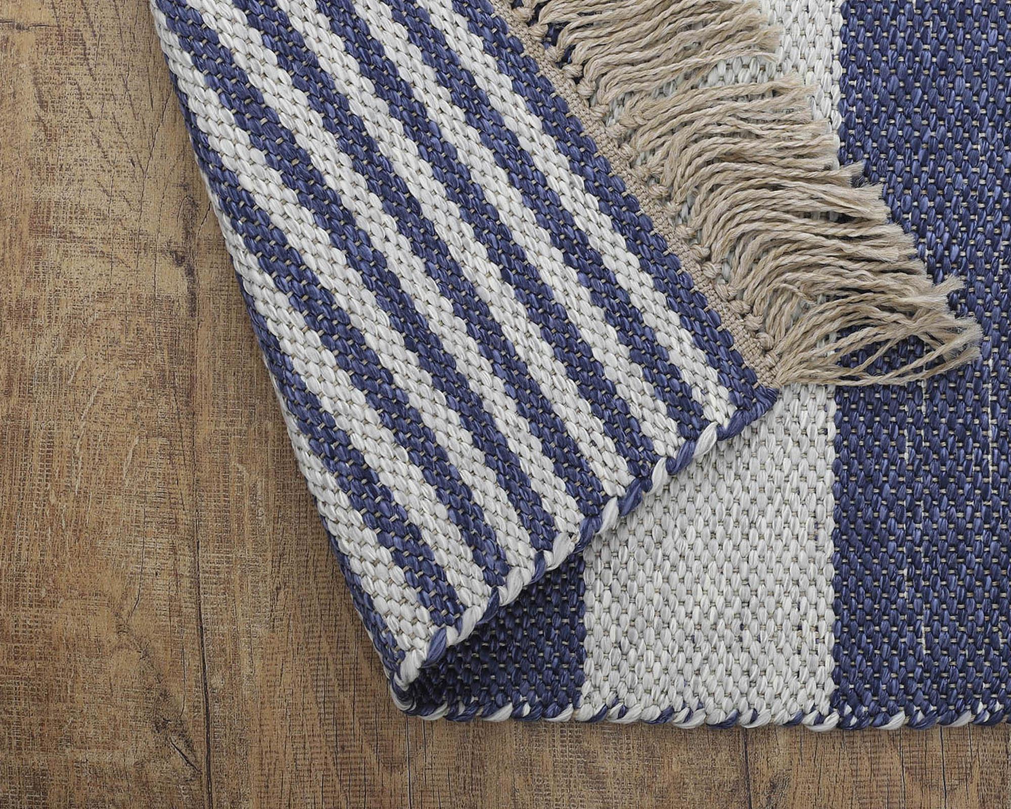 Alfombra 160x230 cm Natural Stripe azul-2