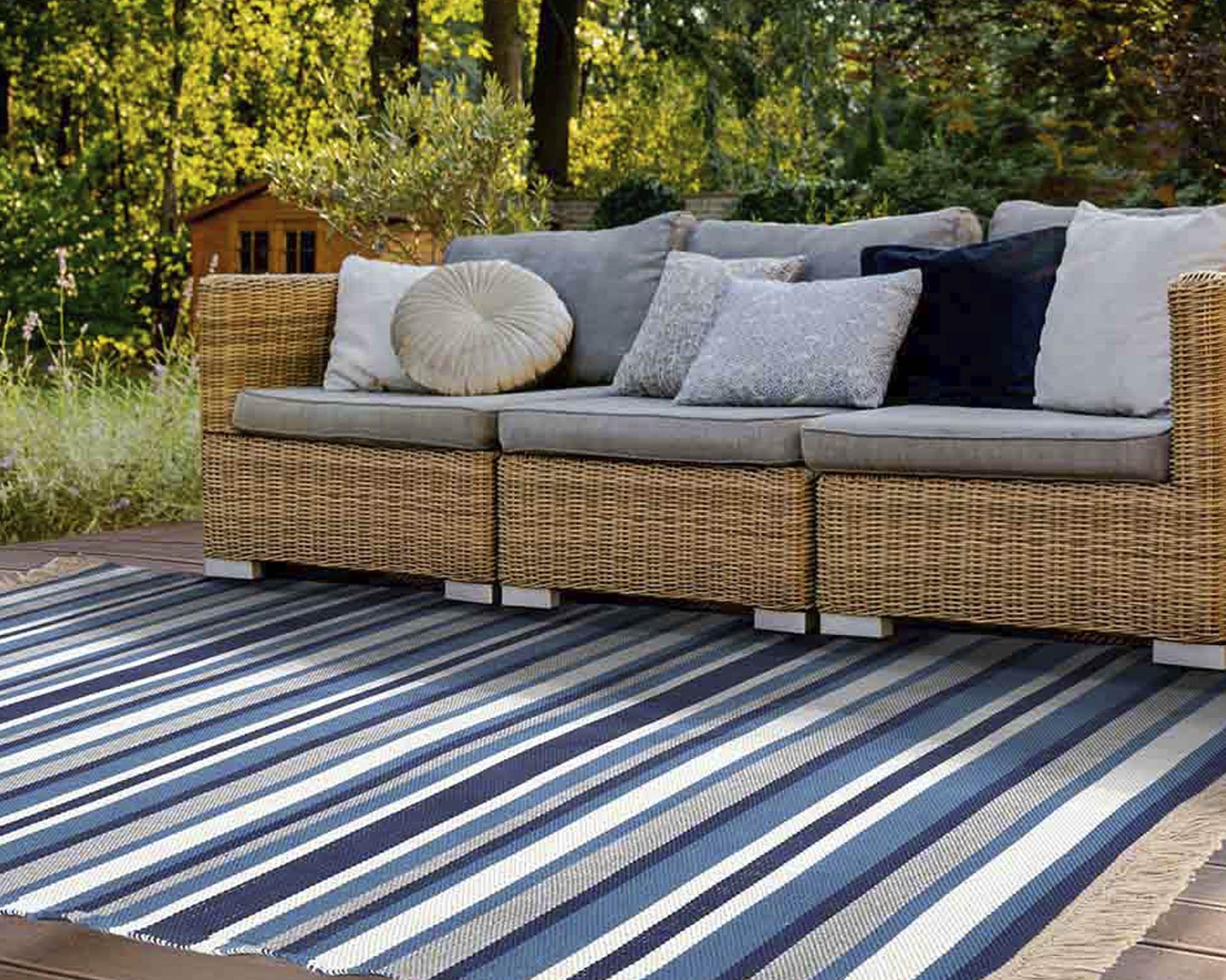 Alfombra 140x200 cm Natural Stripe 25289 azul-2