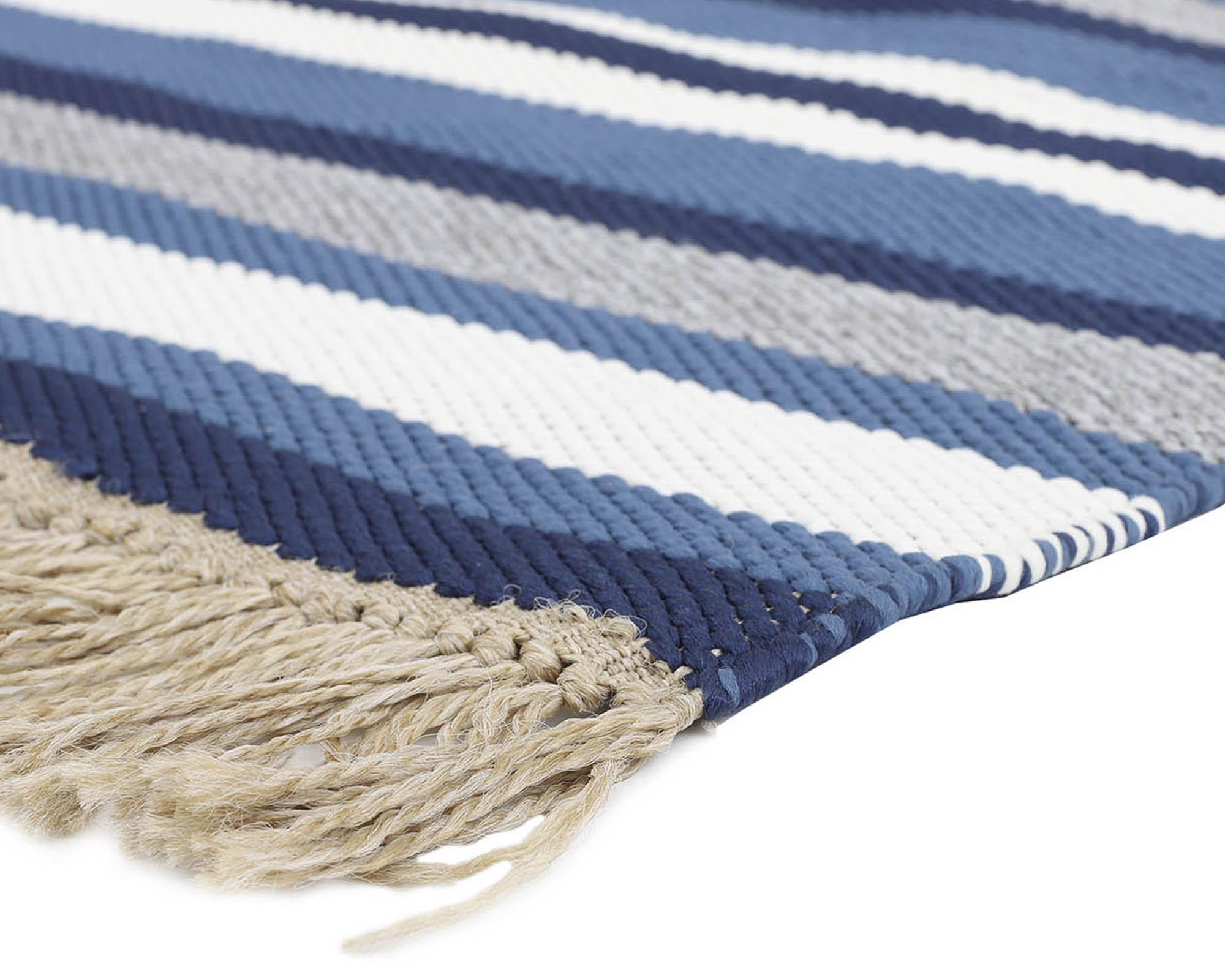 Alfombra 140x200 cm Natural Stripe 25289 azul-1
