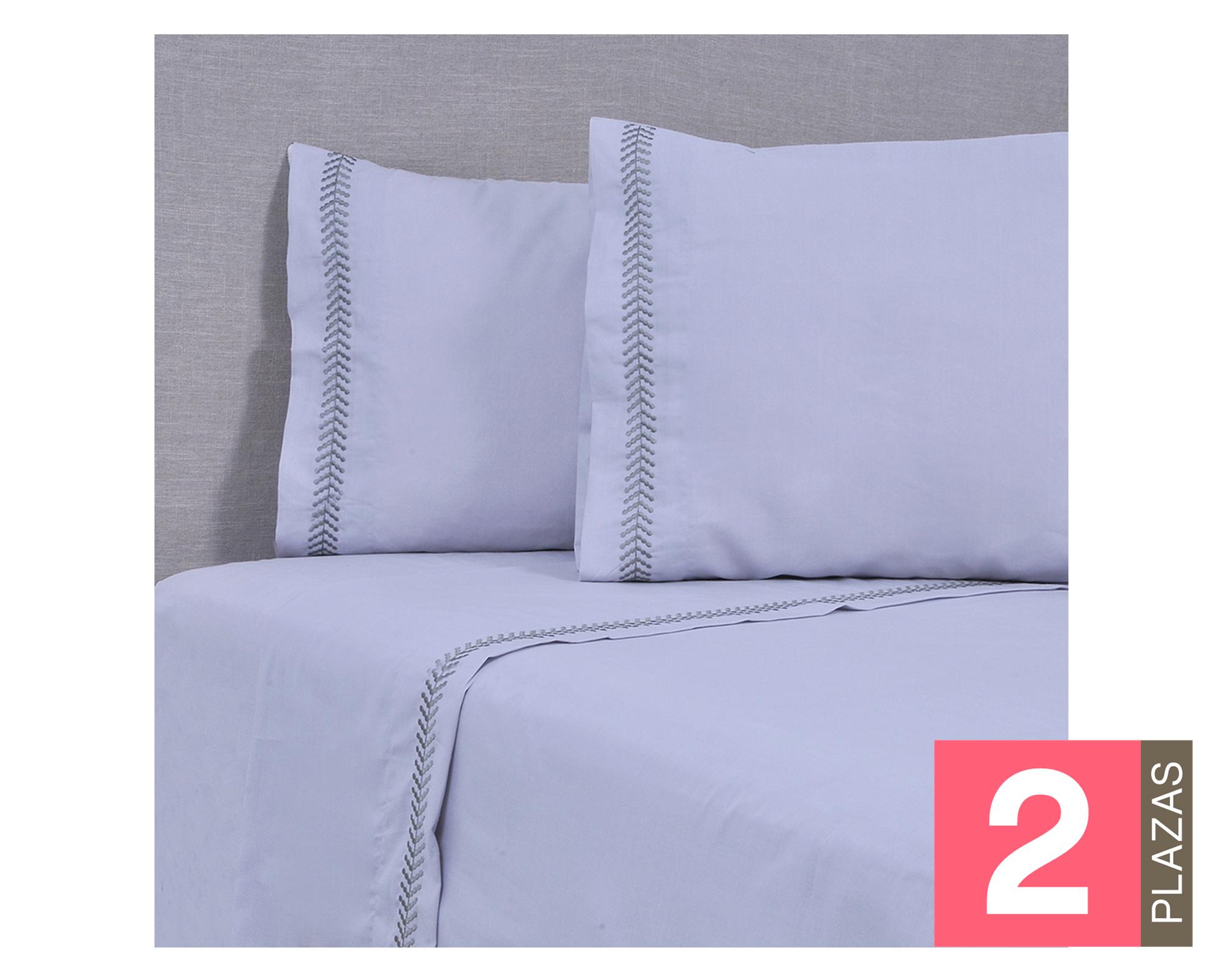 Juego de sábanas 2 plazas 144 hilos Puntos gris-0