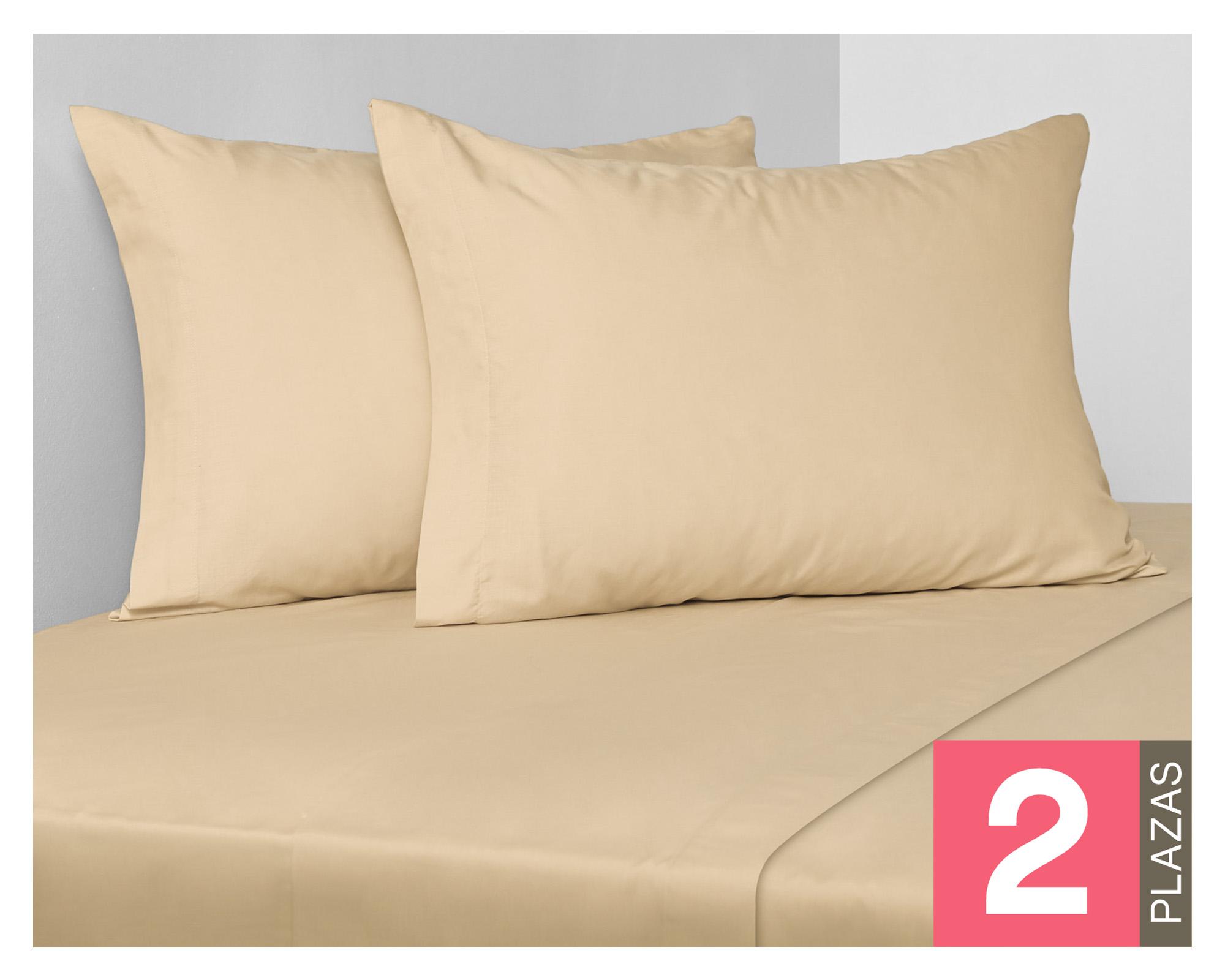 Juego de sábanas 2 plazas 200 hilos beige-0