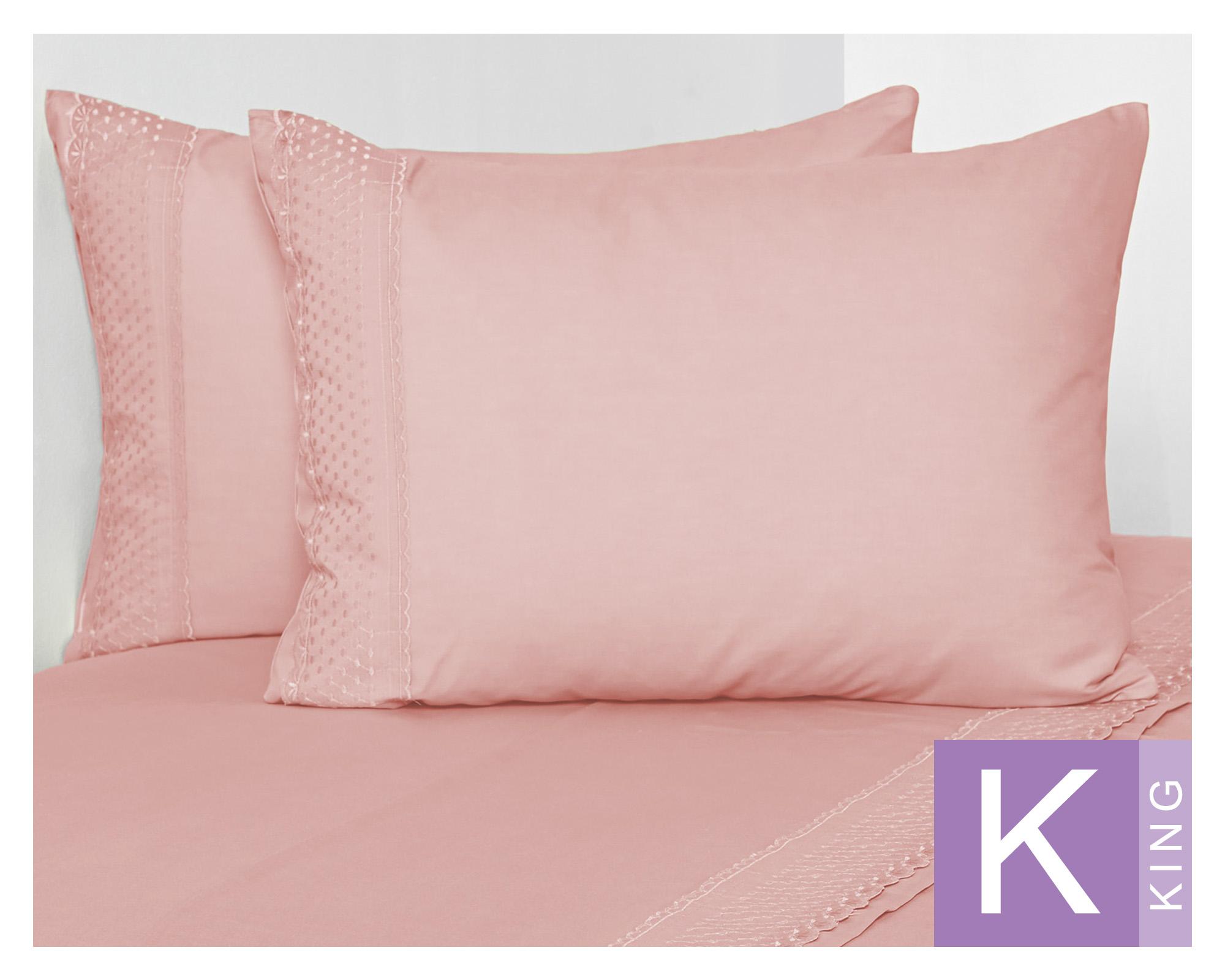 Juego de sábanas King 144 hilos Rosa rosado-0