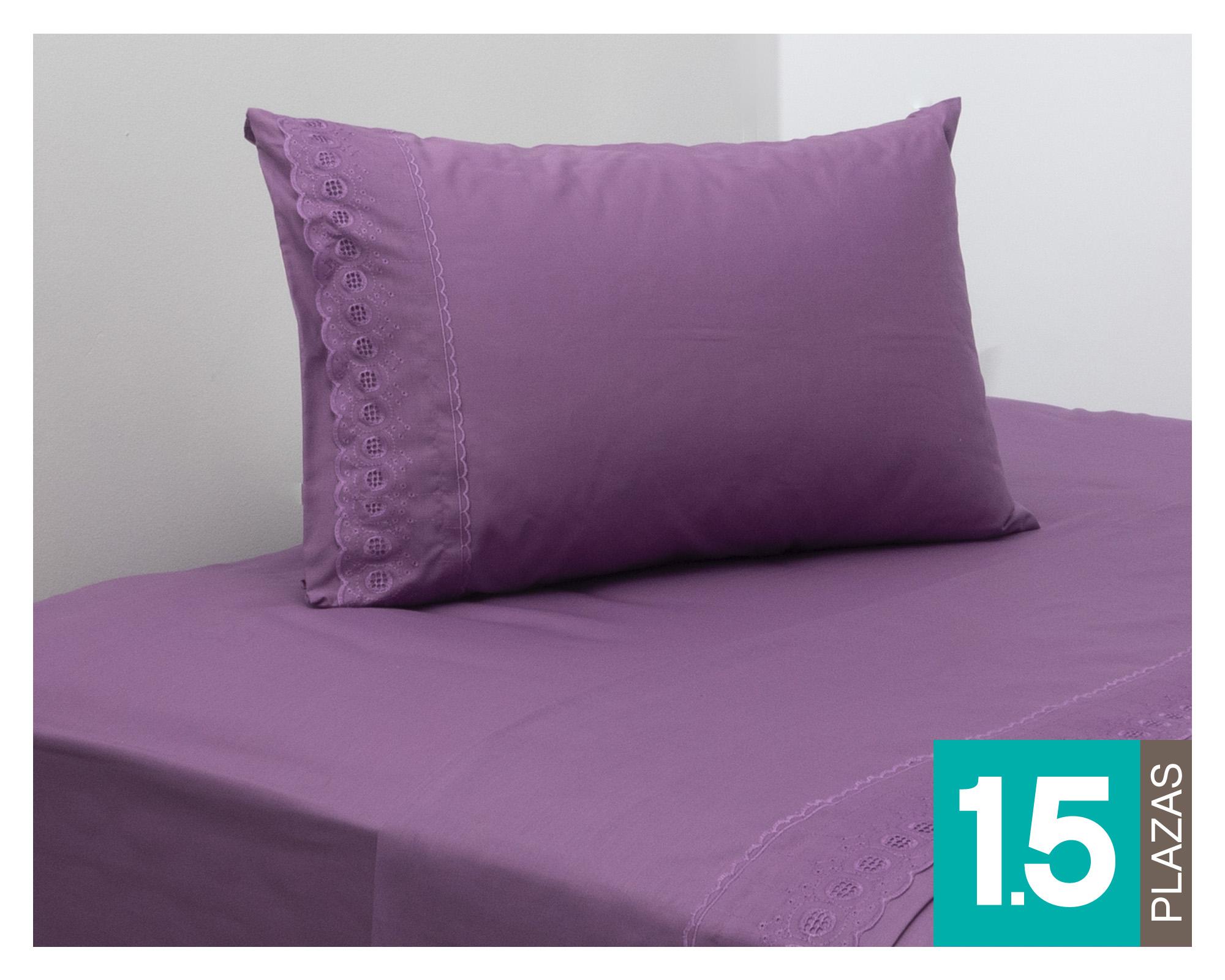 Juego de sábanas 1.5 plazas 144 hilos Lila morado-0