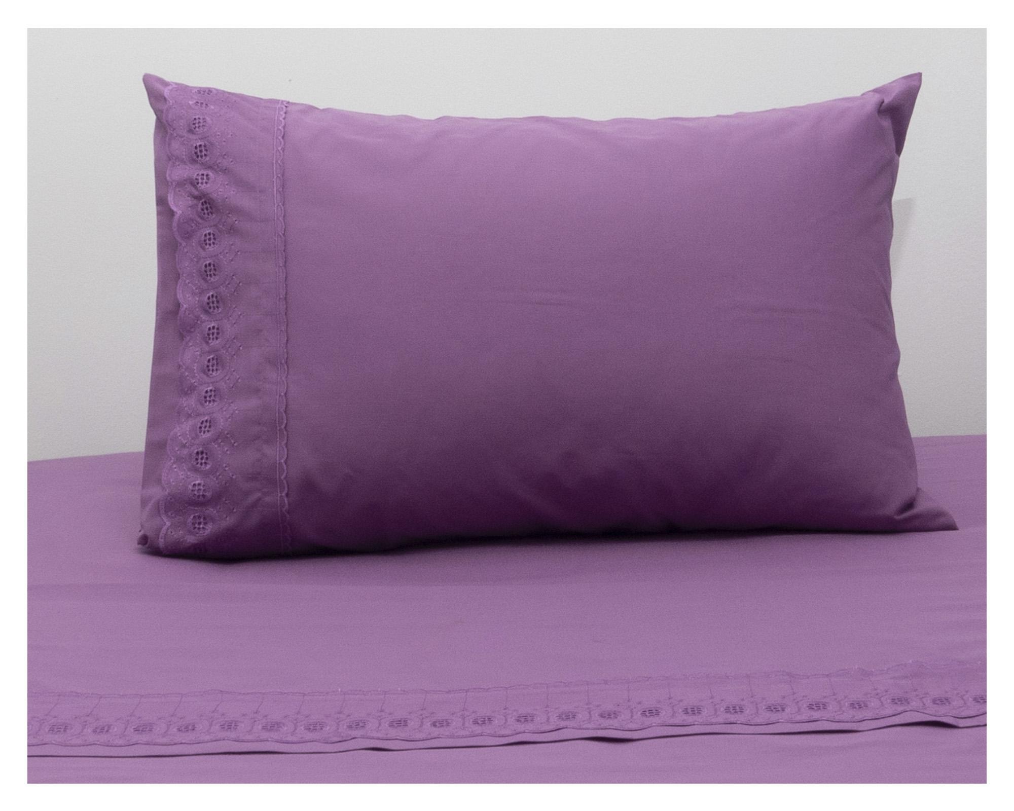 Juego de sábanas 1.5 plazas 144 hilos Lila morado-1