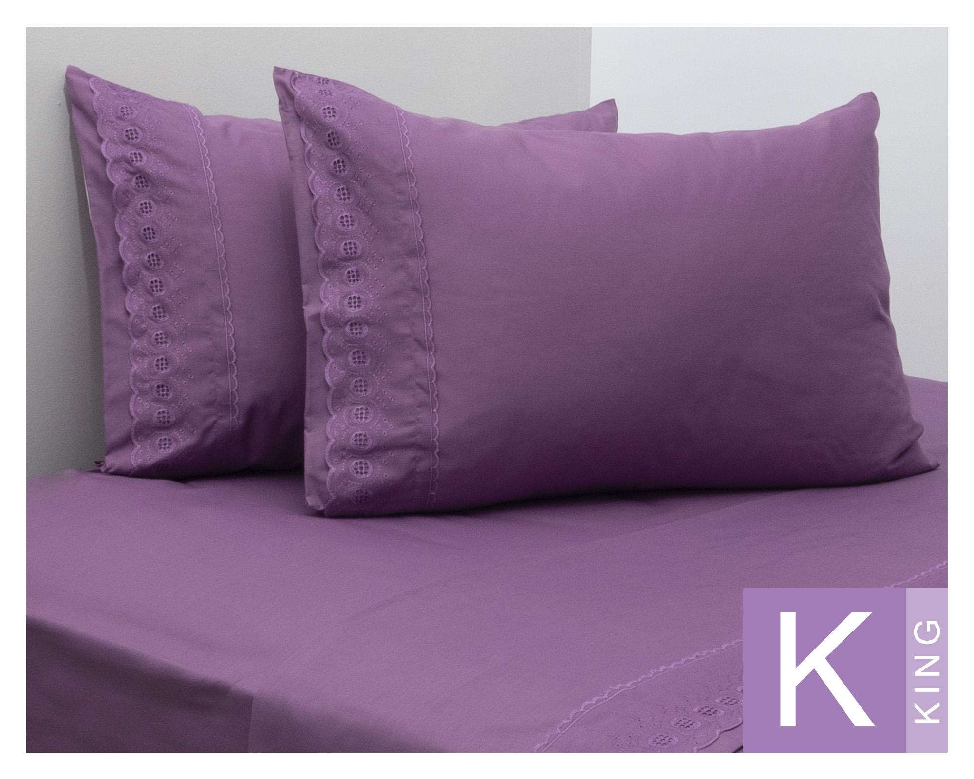 Juego de sábanas King 144 hilos Lila morado-0