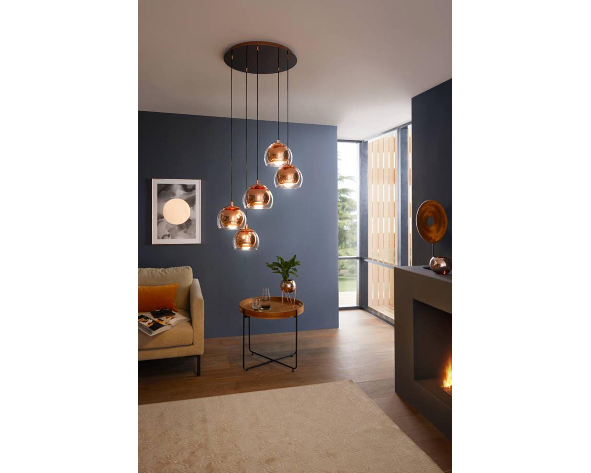 Lámpara colgar 5L E27 Rocamar 1 cobre-1