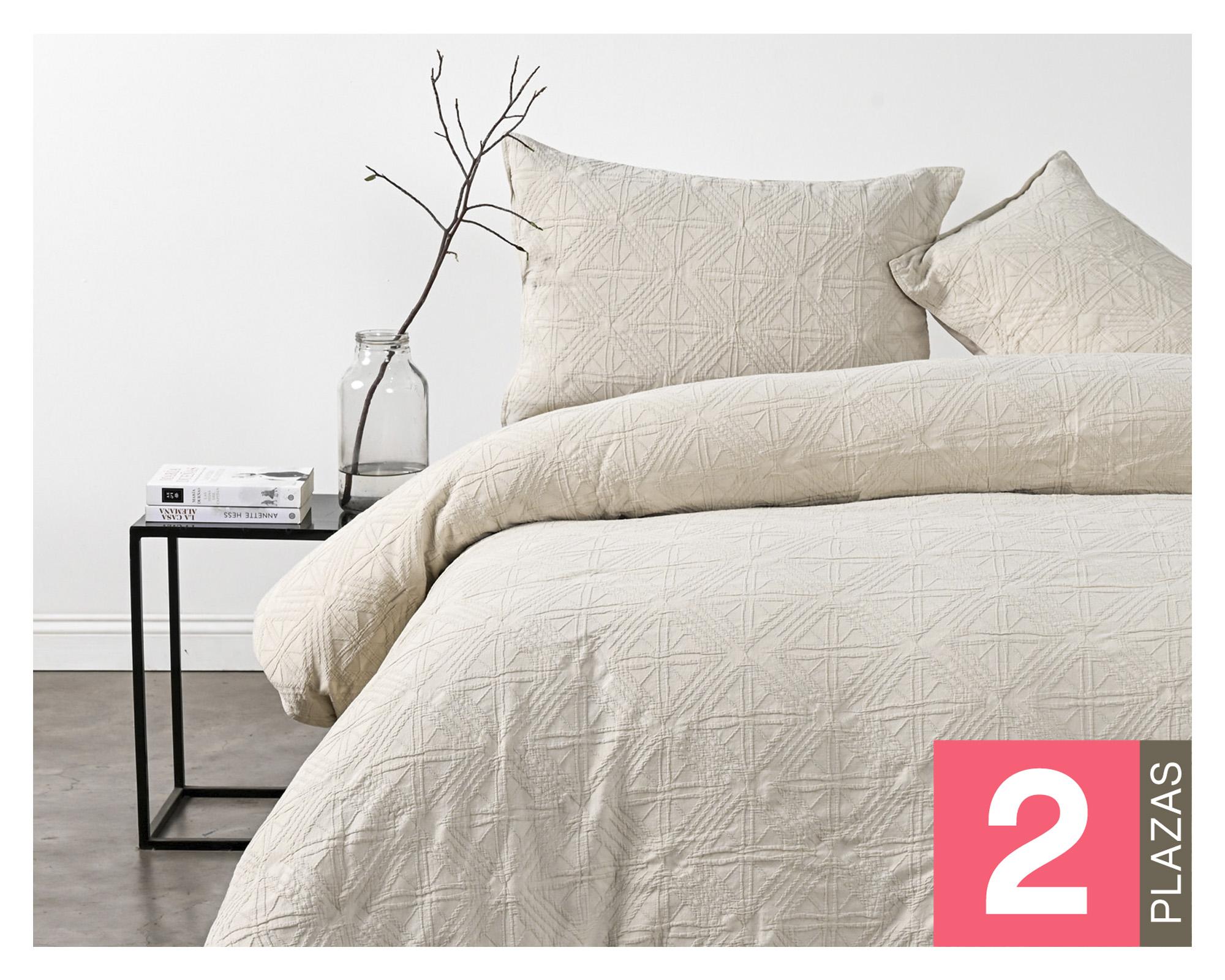 Funda de plumón 2 plazas beige Ecru-0