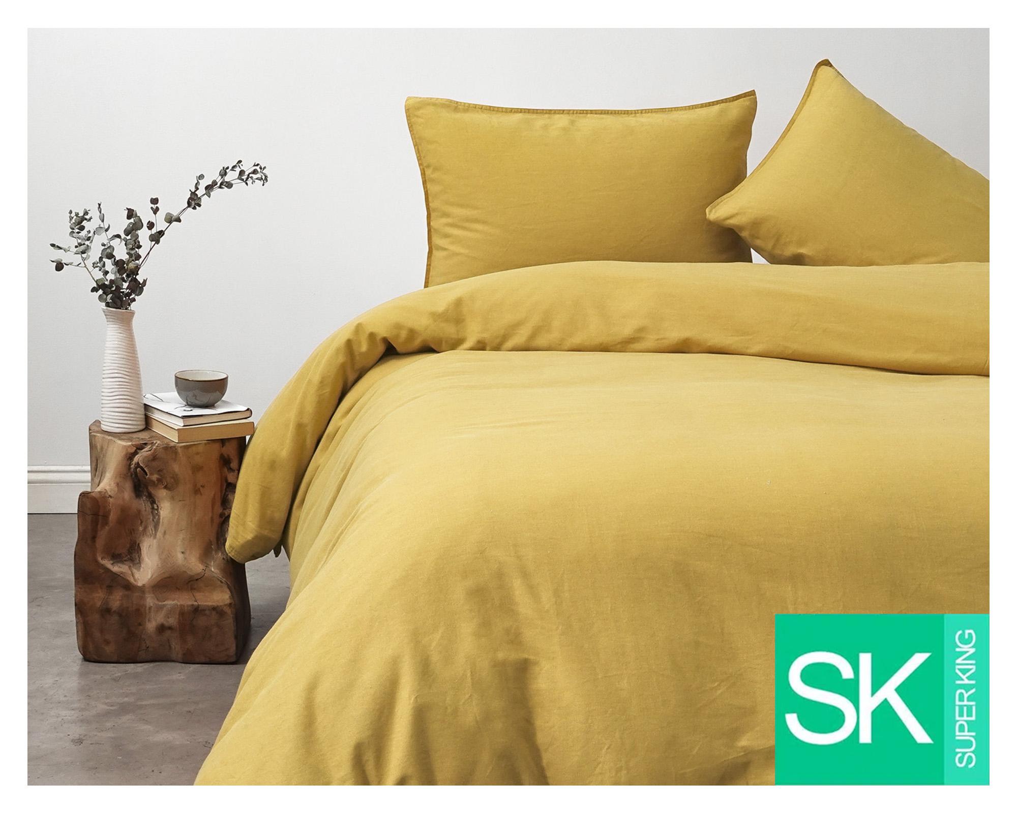 Funda de plumón Súper King amarillo Mostaza-0