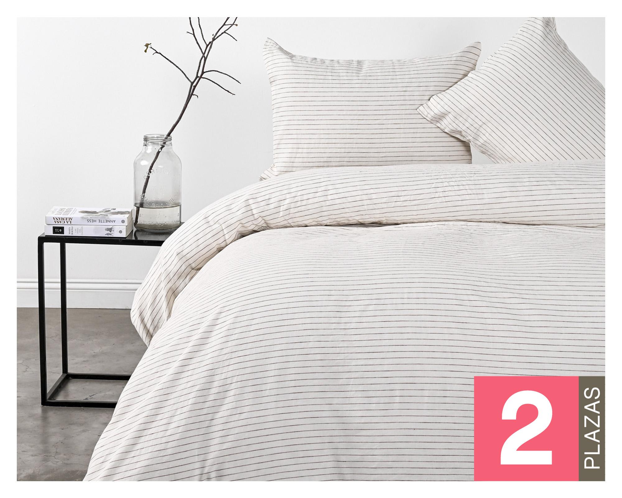 Funda de plumón 2 plazas blanco Linen-0