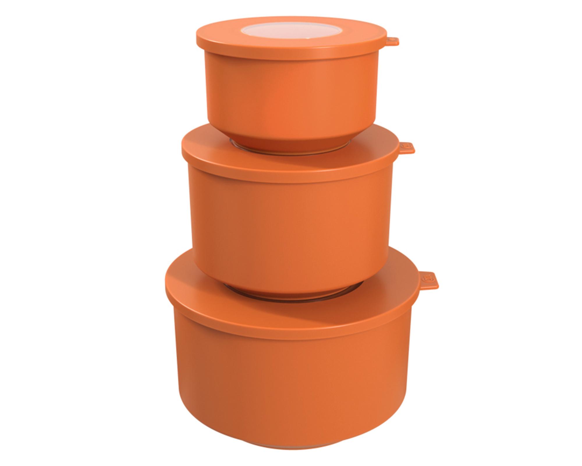 Pote hermètico redondo 3 unidades Hoop naranjo-0