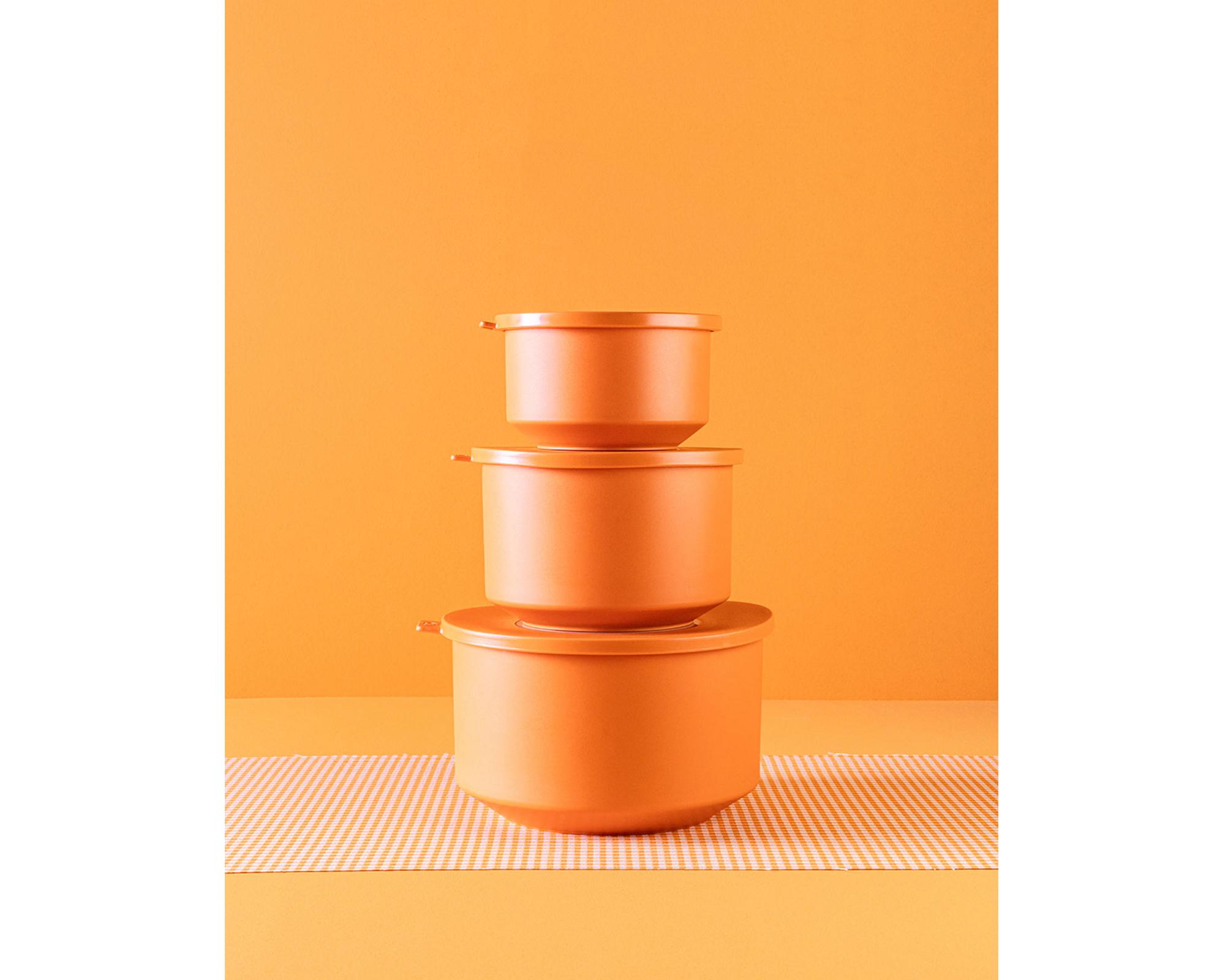 Pote hermètico redondo 3 unidades Hoop naranjo-3