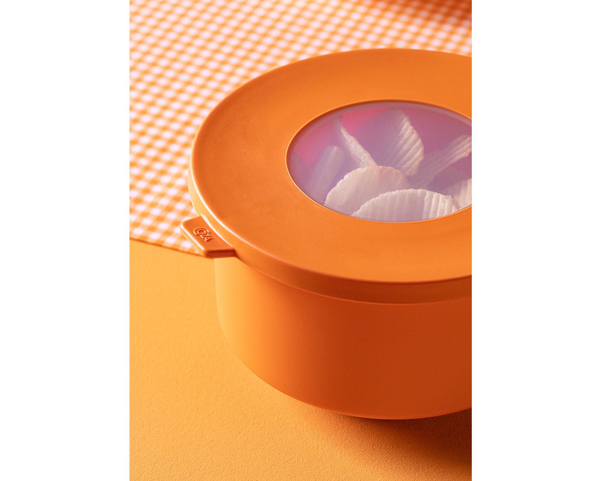 Pote hermètico redondo 3 unidades Hoop naranjo-1