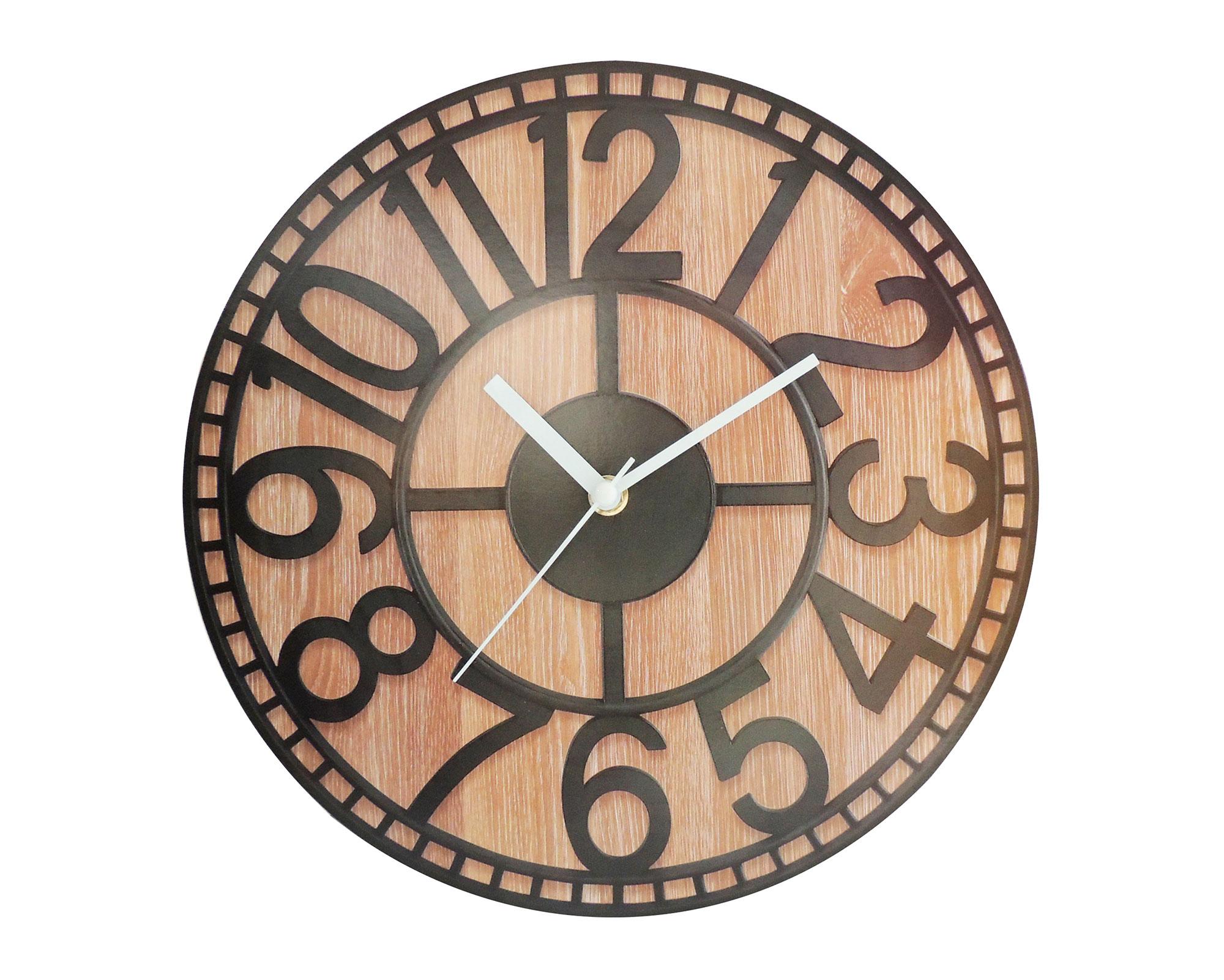 Reloj pared números negros café-0