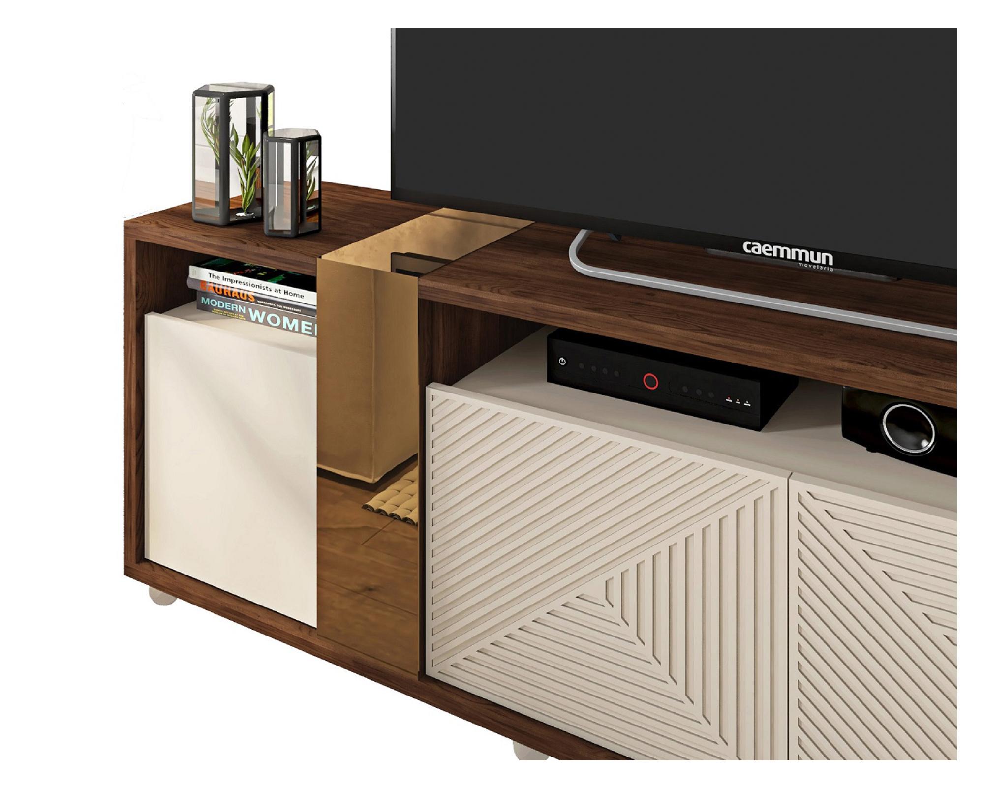 Rack TV 75" Columbus off white castaño-2