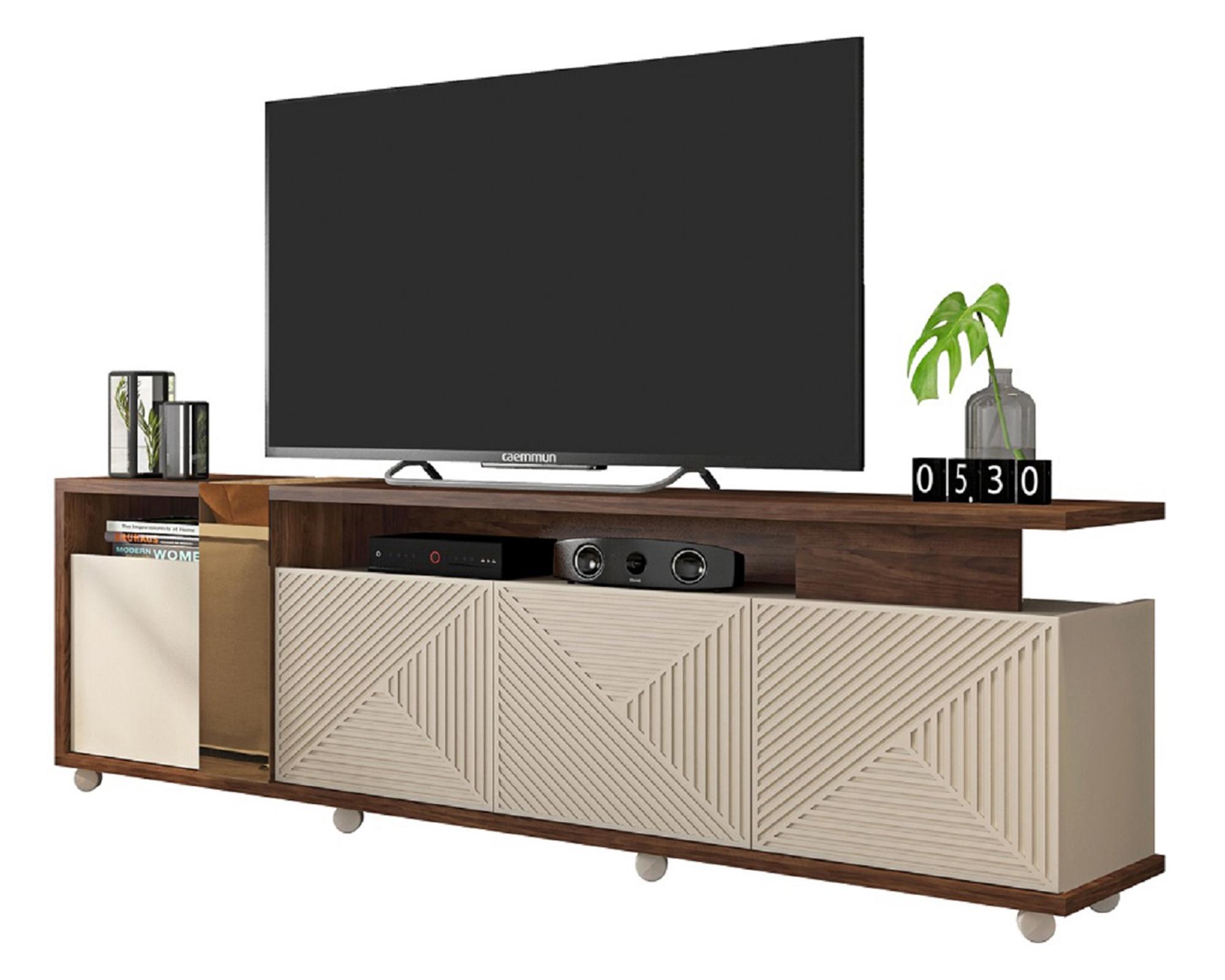 Rack TV 75" Columbus off white castaño-1