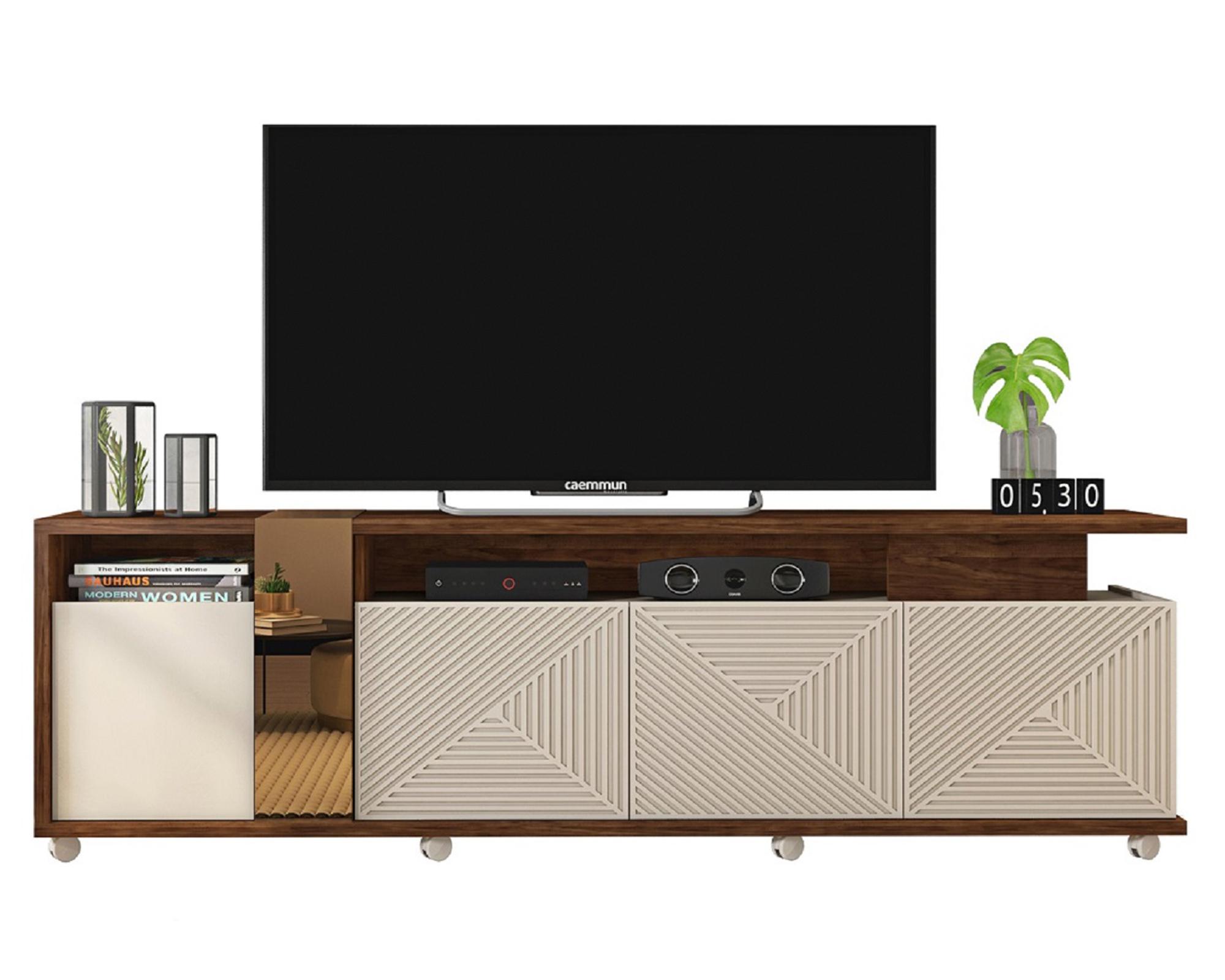 Rack TV 75" Columbus off white castaño-0