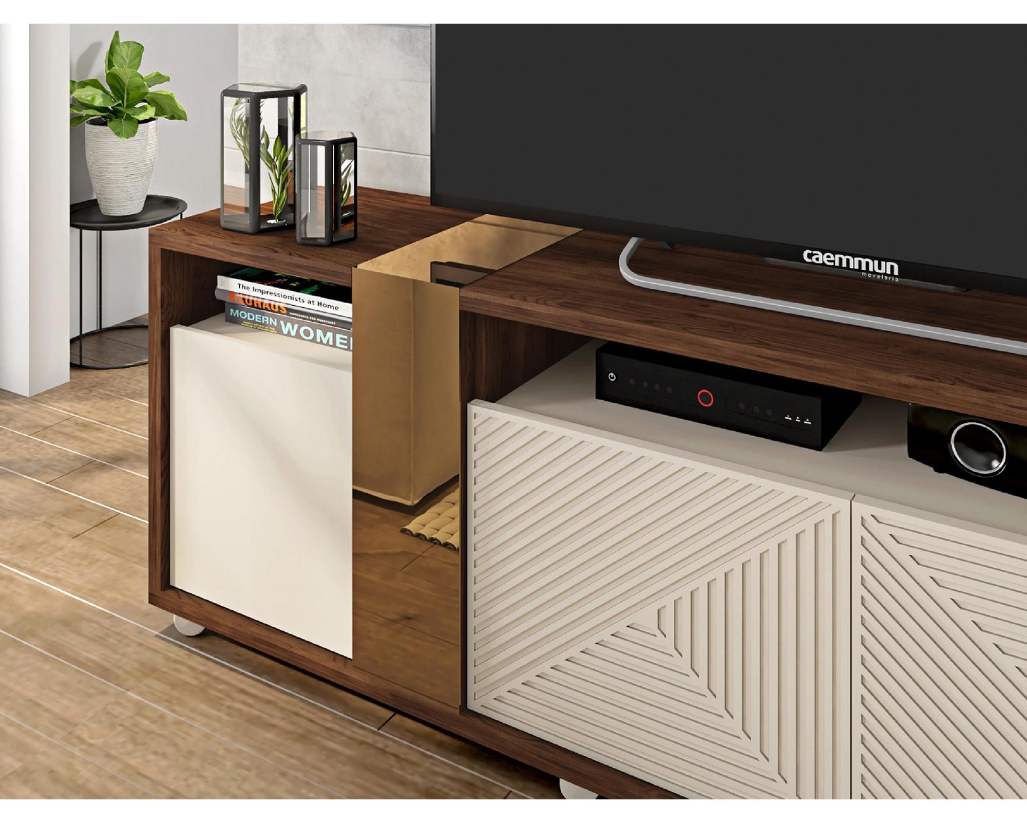 Rack TV 75" Columbus off white castaño-3