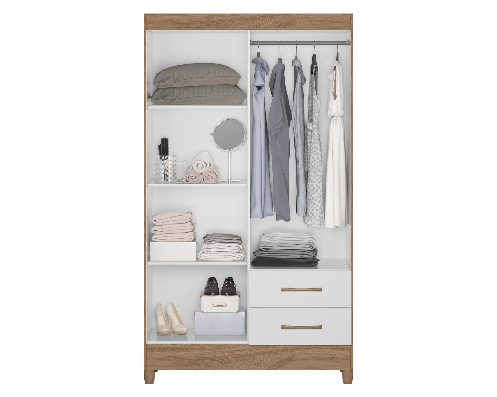 Closet 4 puertas + Cómoda 4 cajones Natural blanco-2