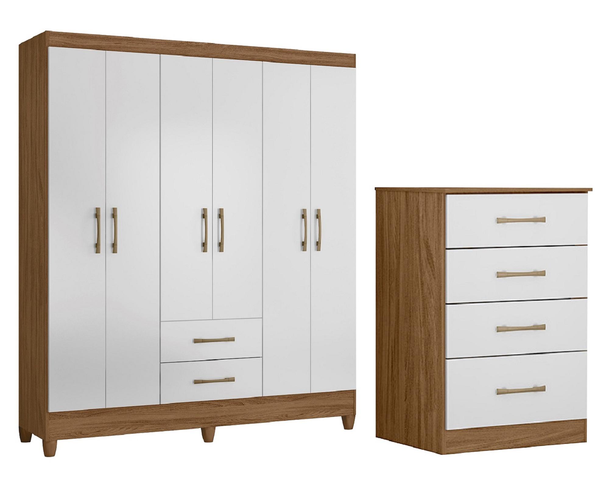 Combo clóset 6 puertas + cómoda 4 cajones blanco-0