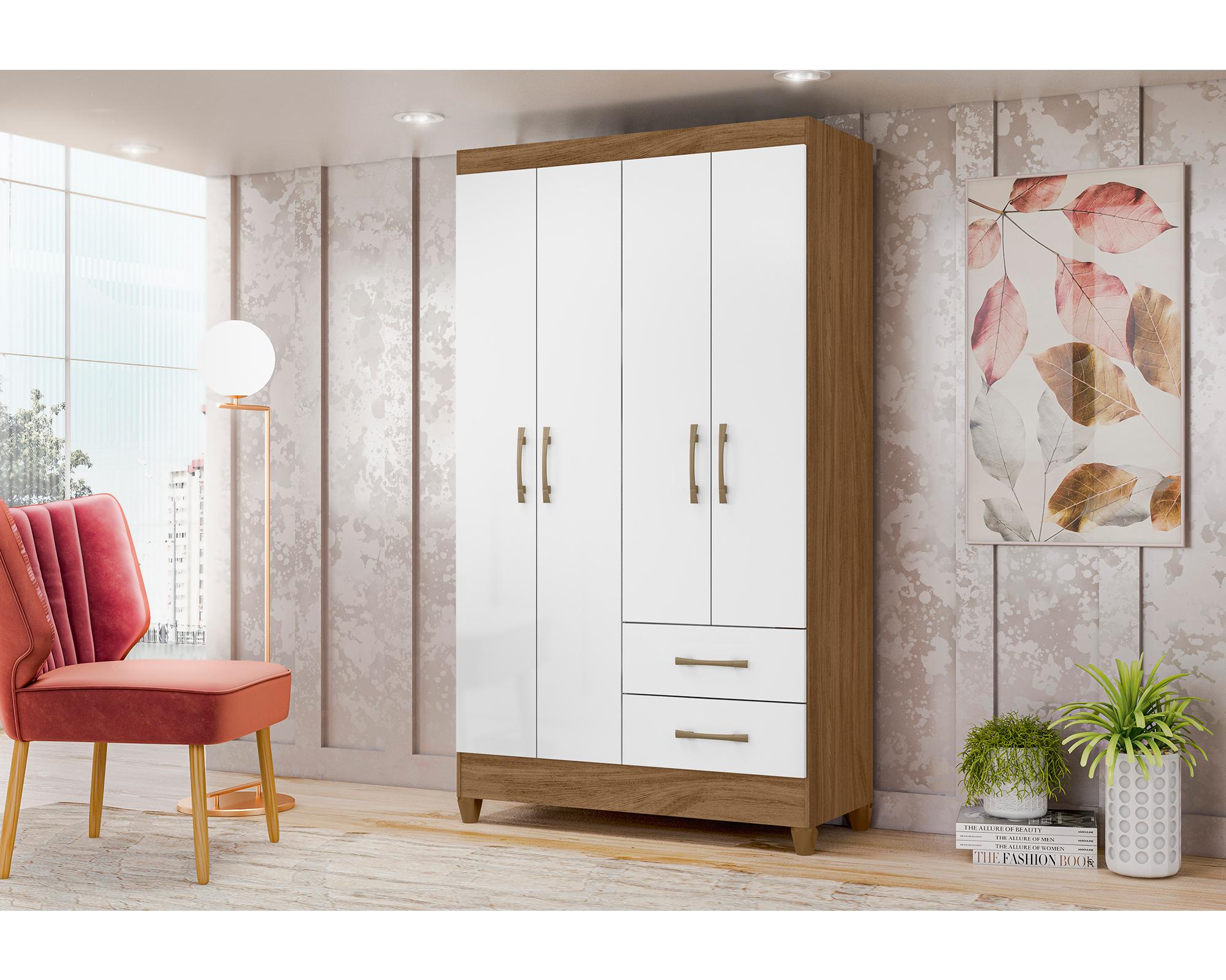 Clóset 4 puertas 2 cajones blanco-2