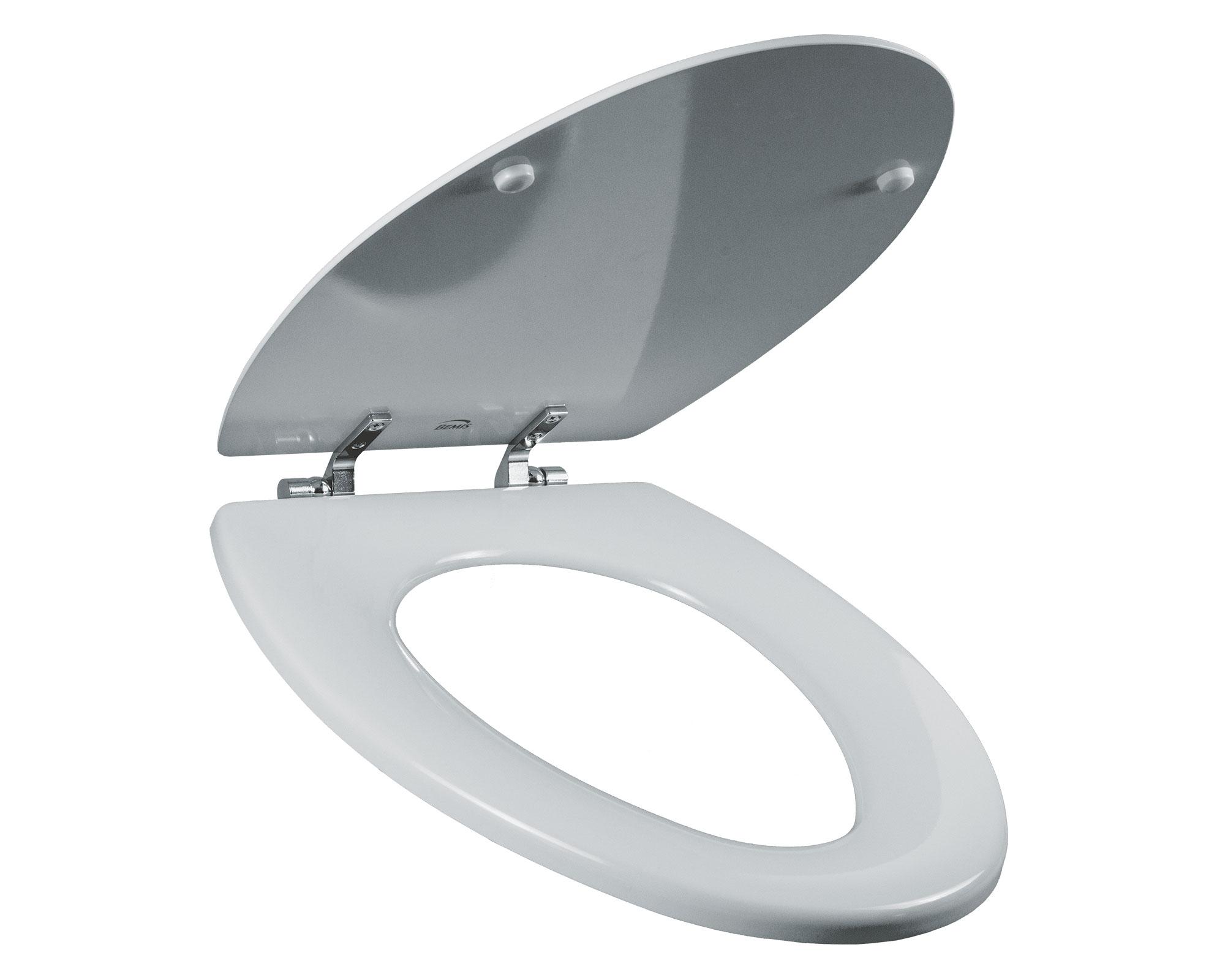 Asiento WC elongado blanco bisagras cromadas-2