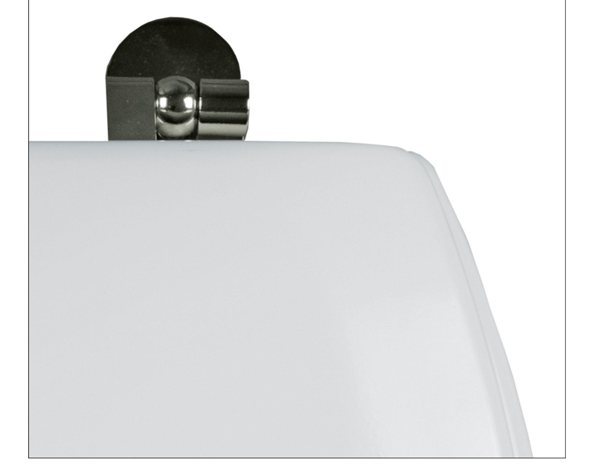 Asiento WC elongado blanco bisagras cromadas-4