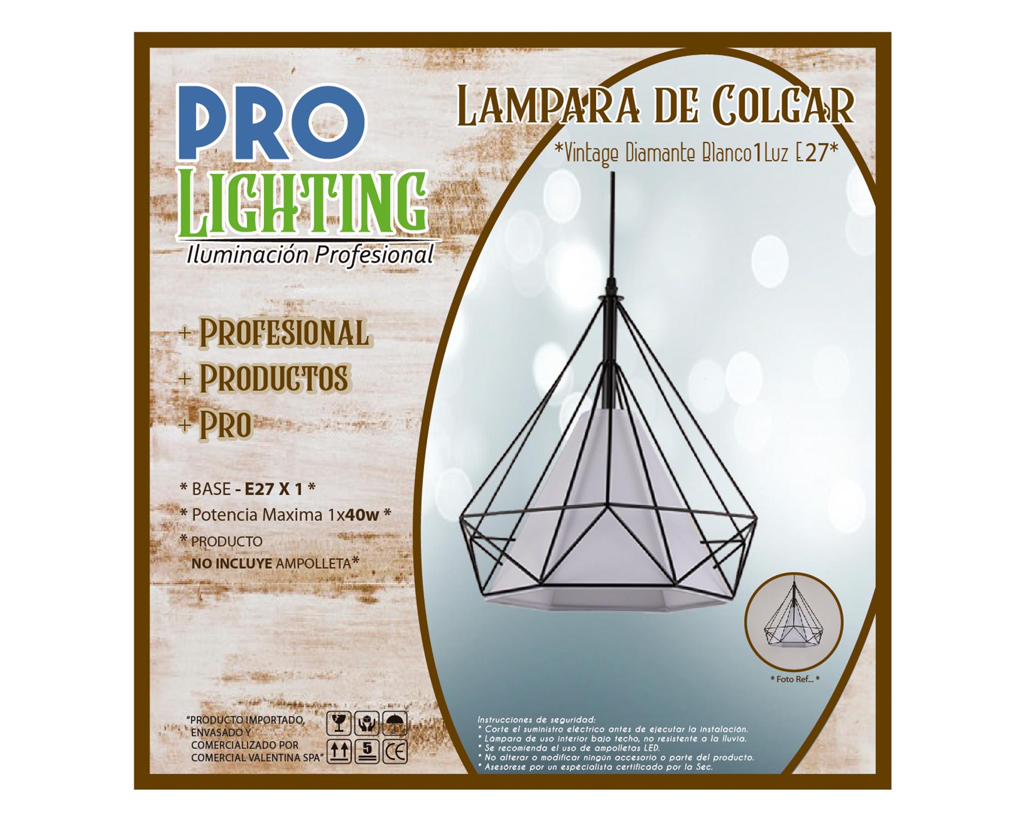 Lámpara colgar 1L E27 Vintage diamante grande-1