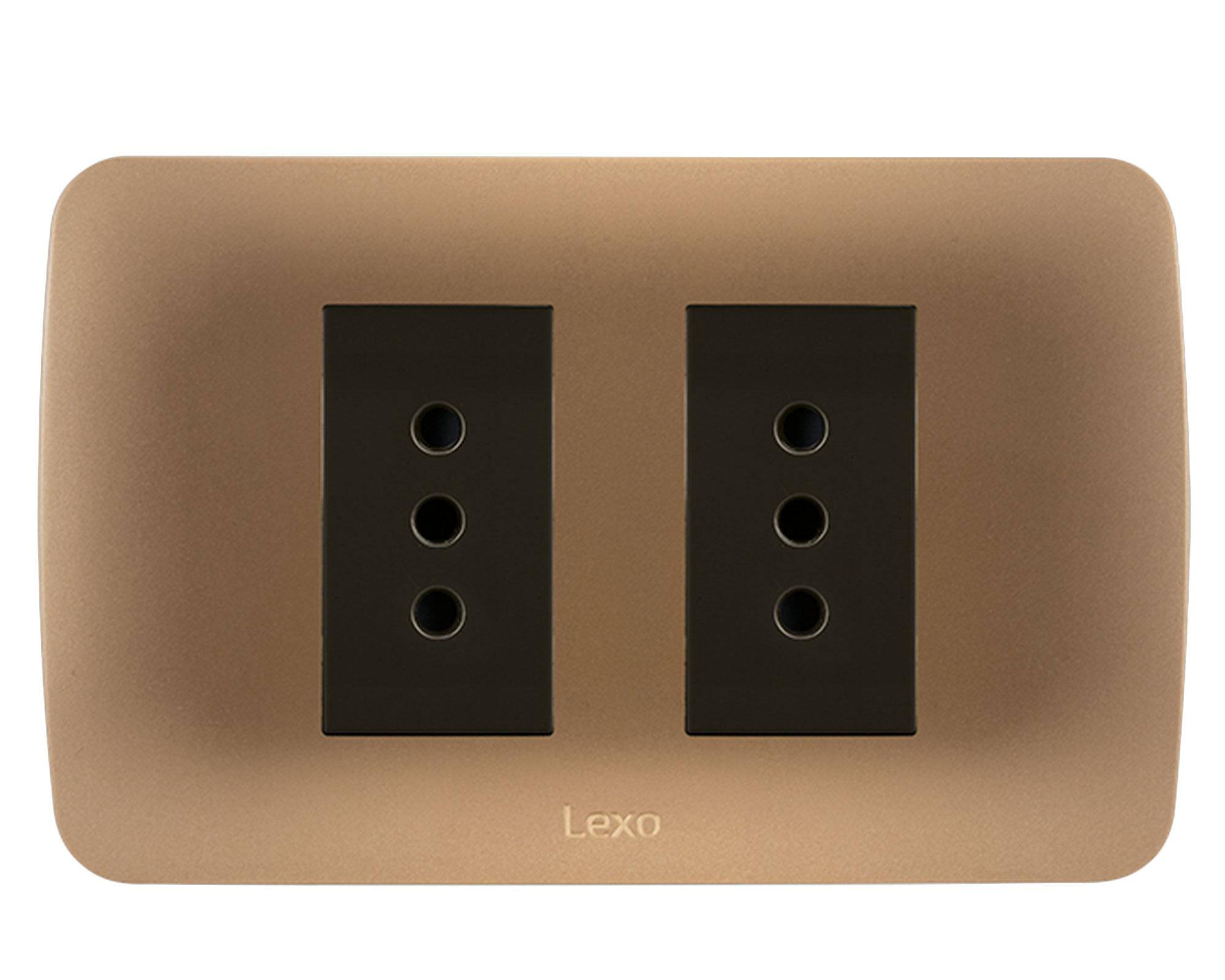Placa armada tomacorriente doble 10A 250V café titanio-0