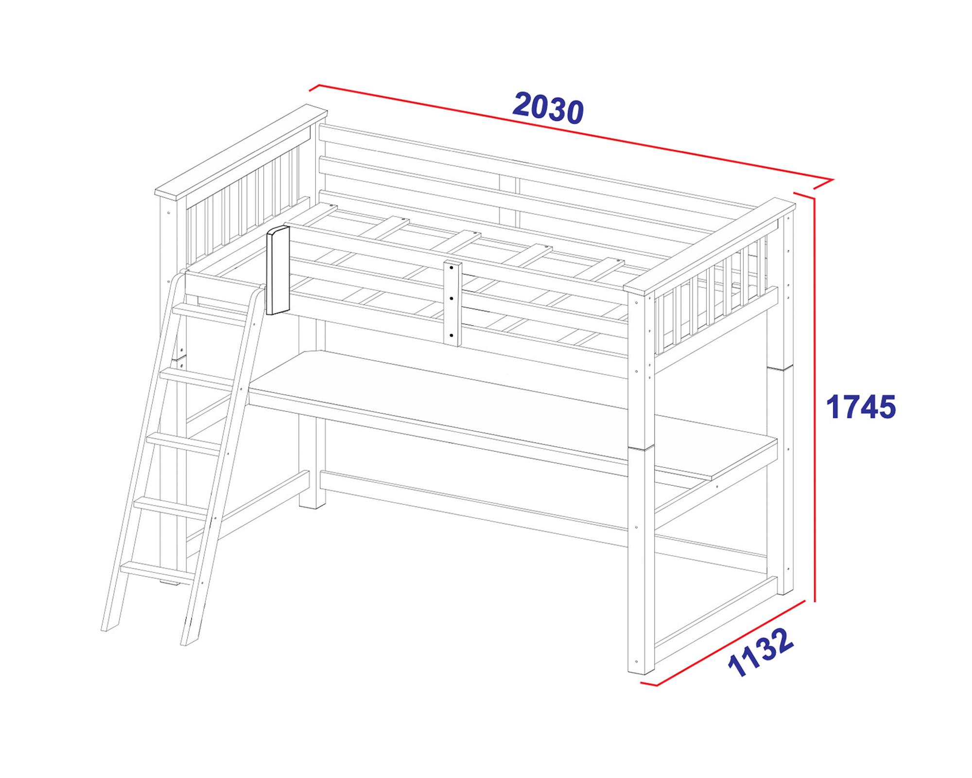 Cama funcional + escritorio azul petróleo Boston 1.5 plazas-3