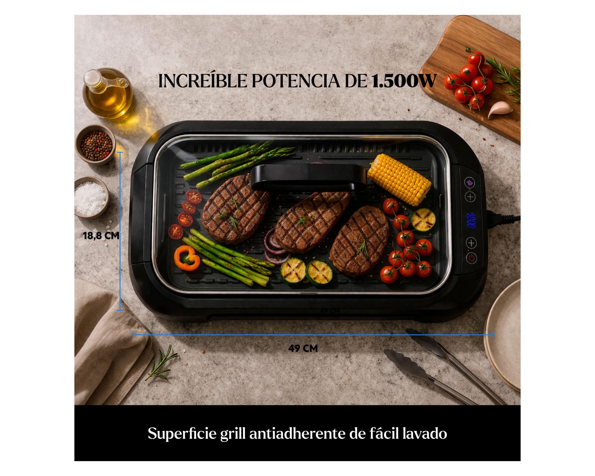 Parrilla eléctrica Smokeless grill master EWP02 negro 1500 W-3