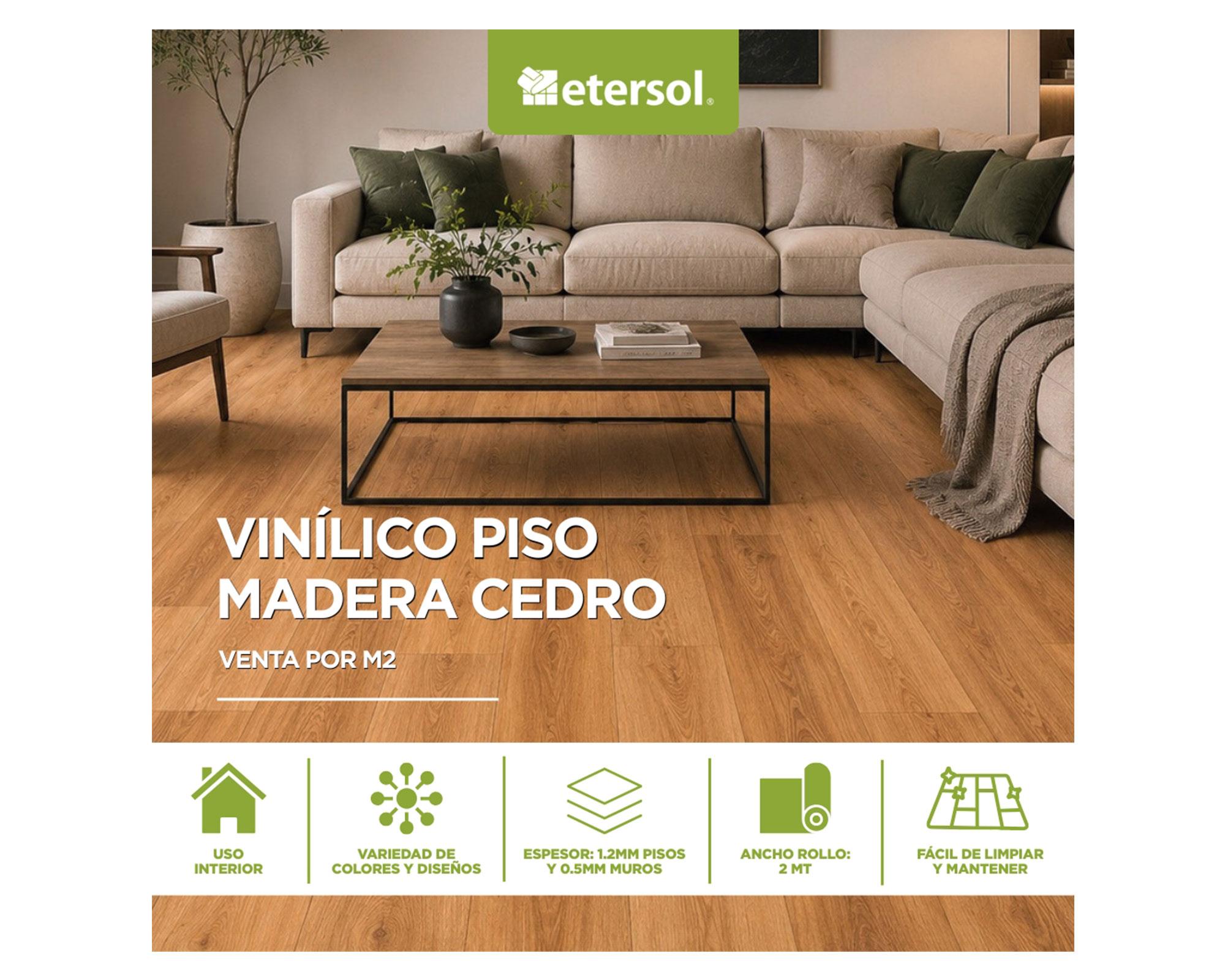 Linóleo piso muro Eterflex cedro 1.2 mm x 200 cm 1 m2-1