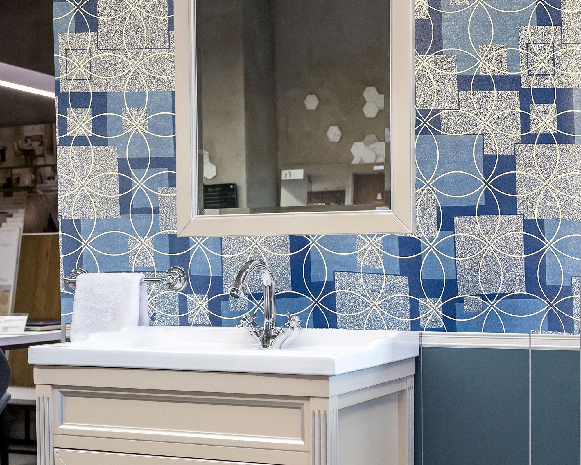 Revestimiento vinílico linóleo muro Eterflex amapola azul 0.5 mm 1 m2-2