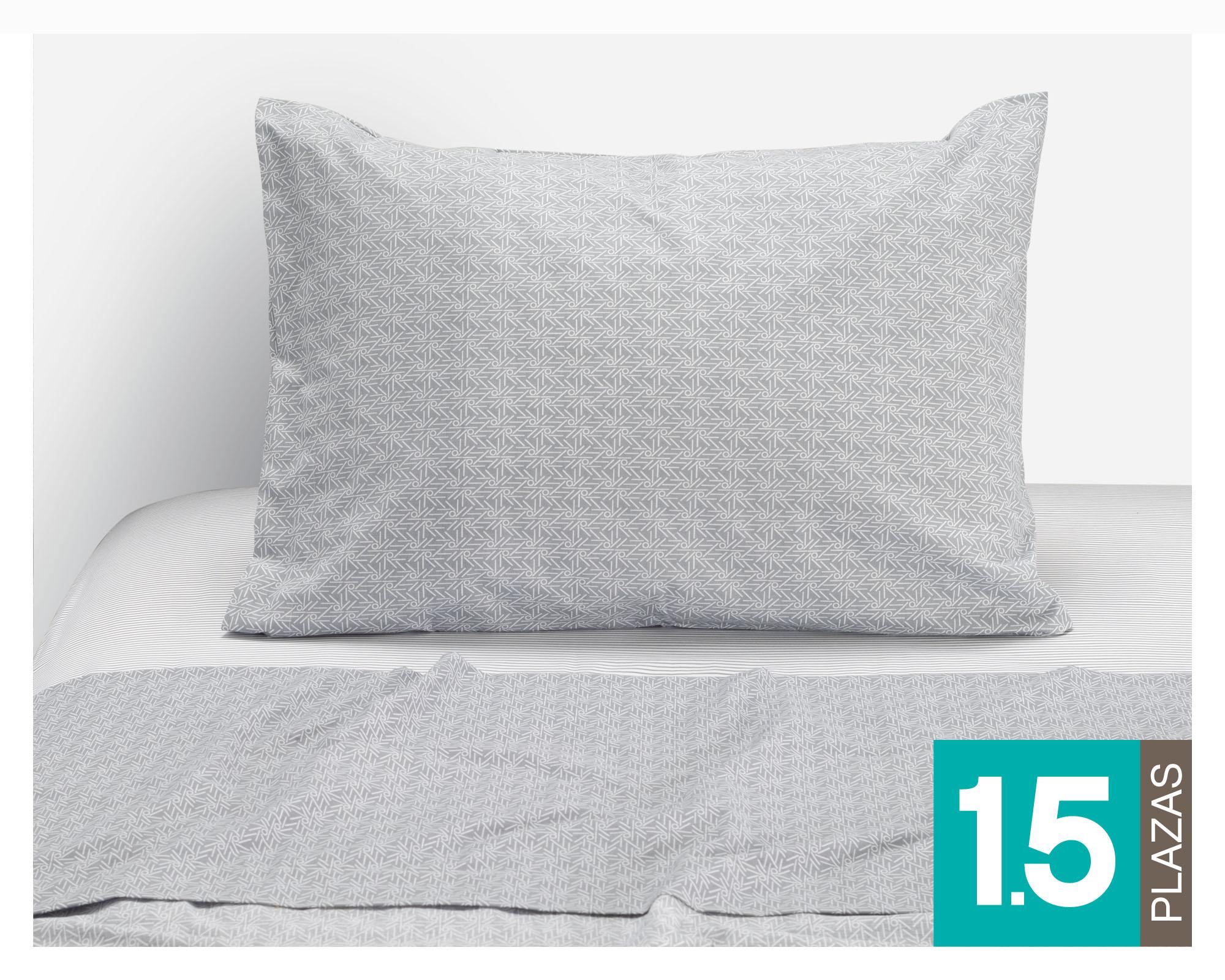 Juego de sábanas 1.5 plazas 180H Miniprint gris-0