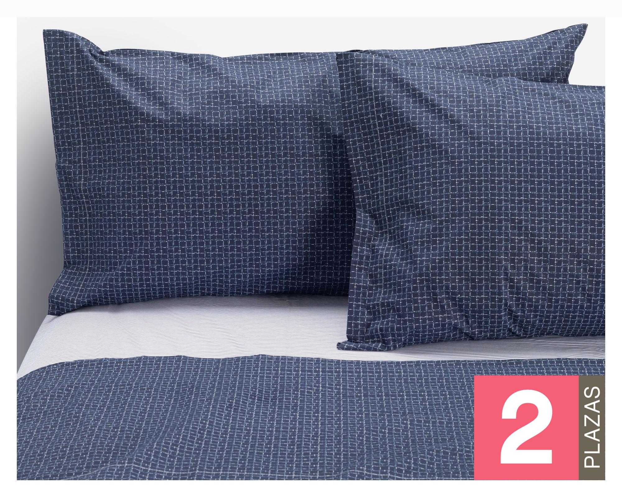 Juego de sábanas 2 plazas 180H Miniprint azul-0
