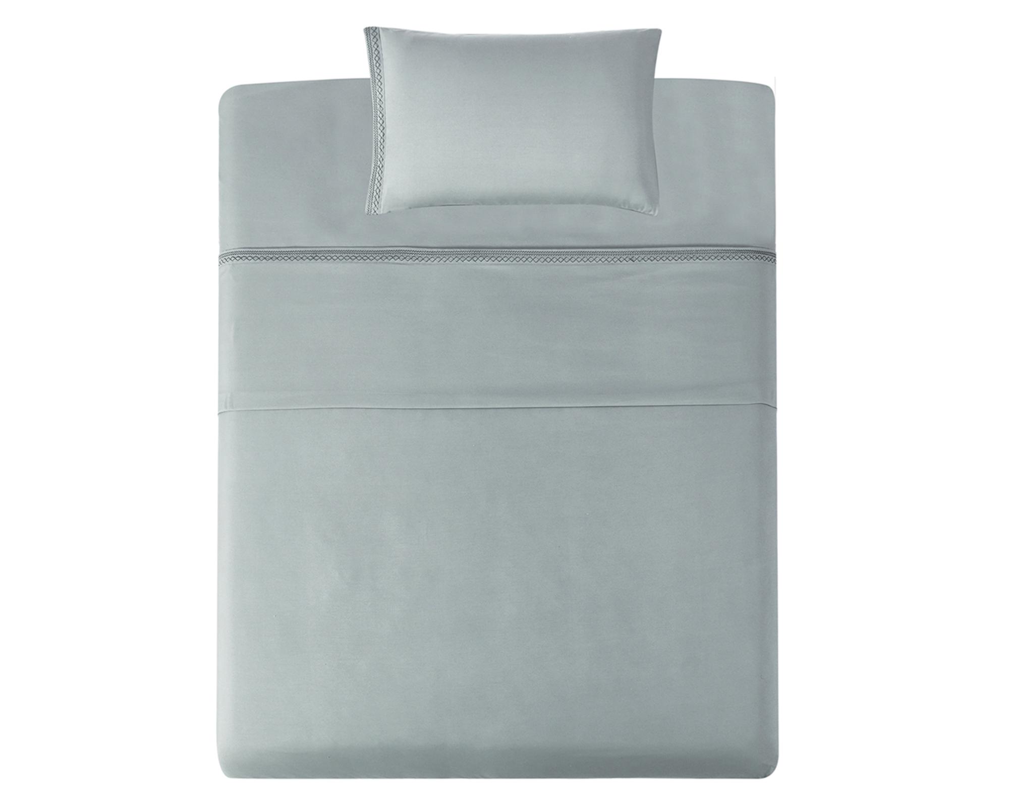 Juego de sábanas 1.5 plazas microfibra Broderie gris-1