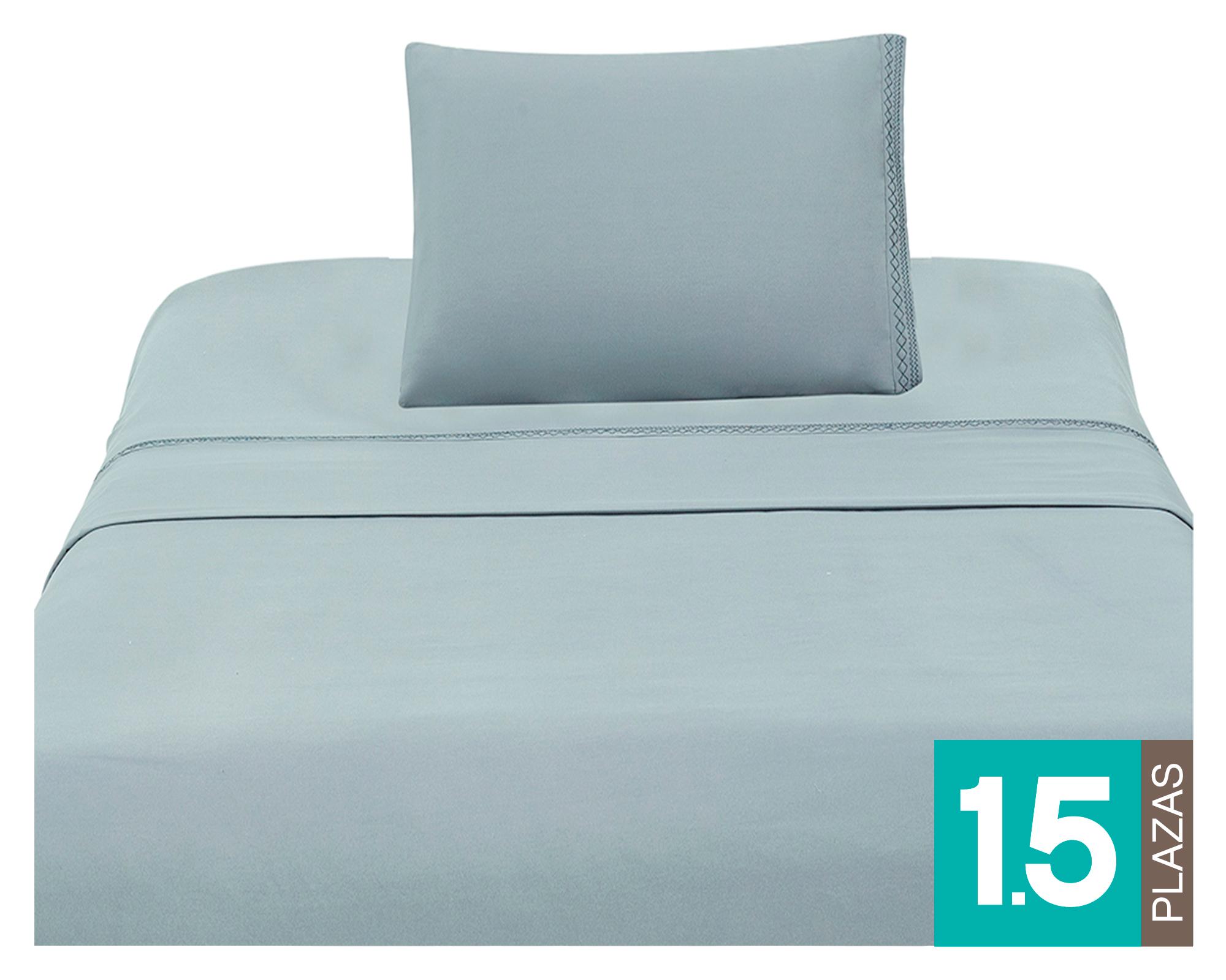 Juego de sábanas 1.5 plazas microfibra Broderie gris-0