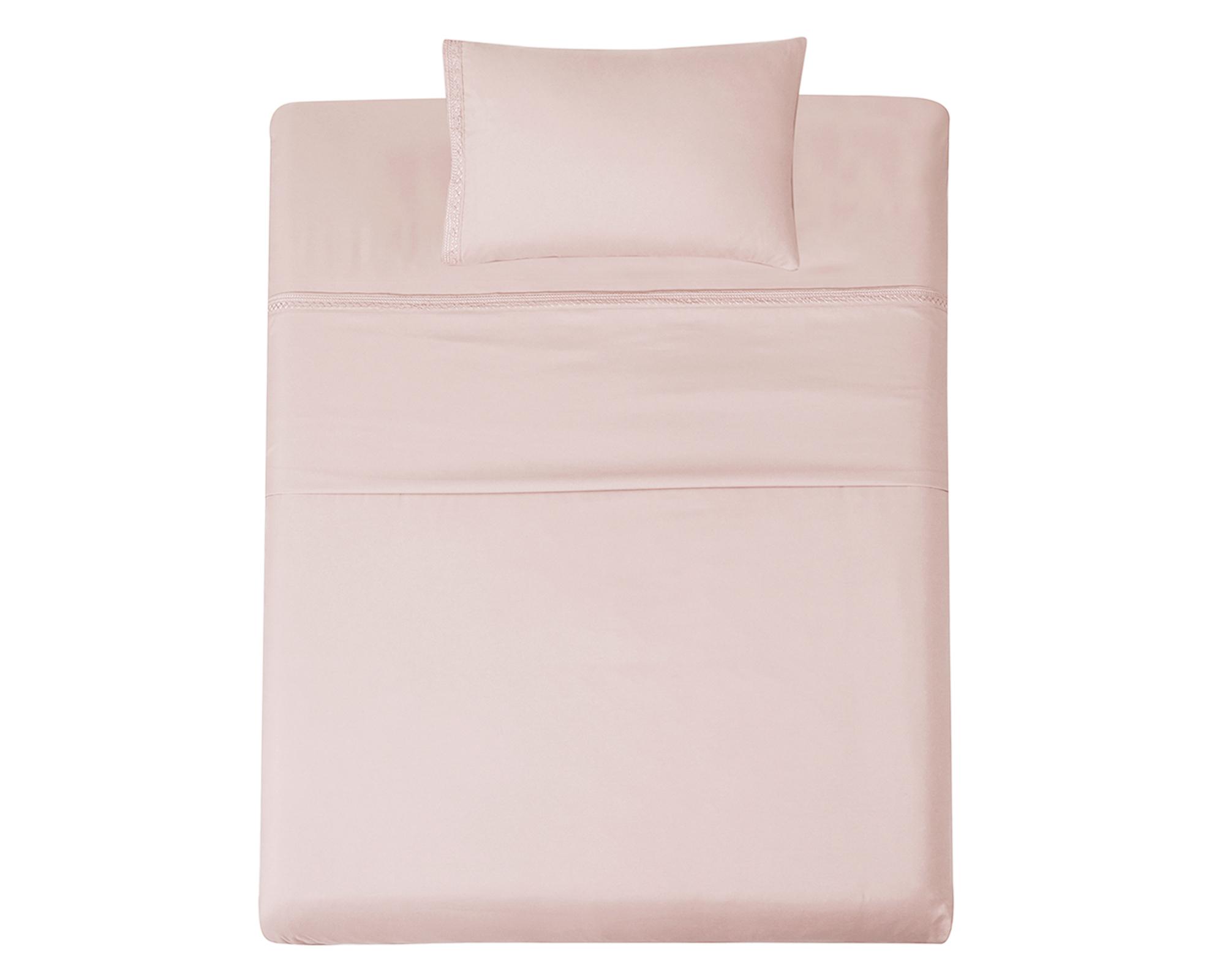 Juego de sábanas 1.5 plazas microfibra Broderie rosado-1